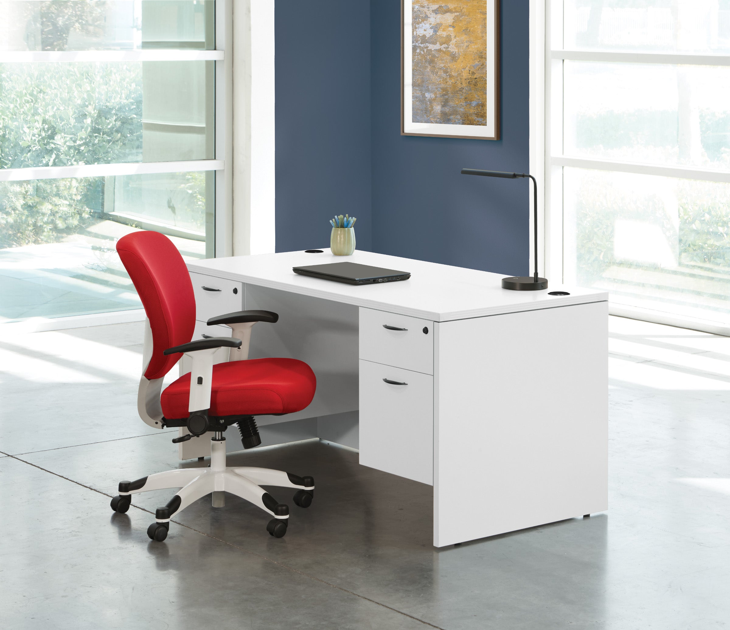 Napa Double Pedestal Desk 66"X30" - White