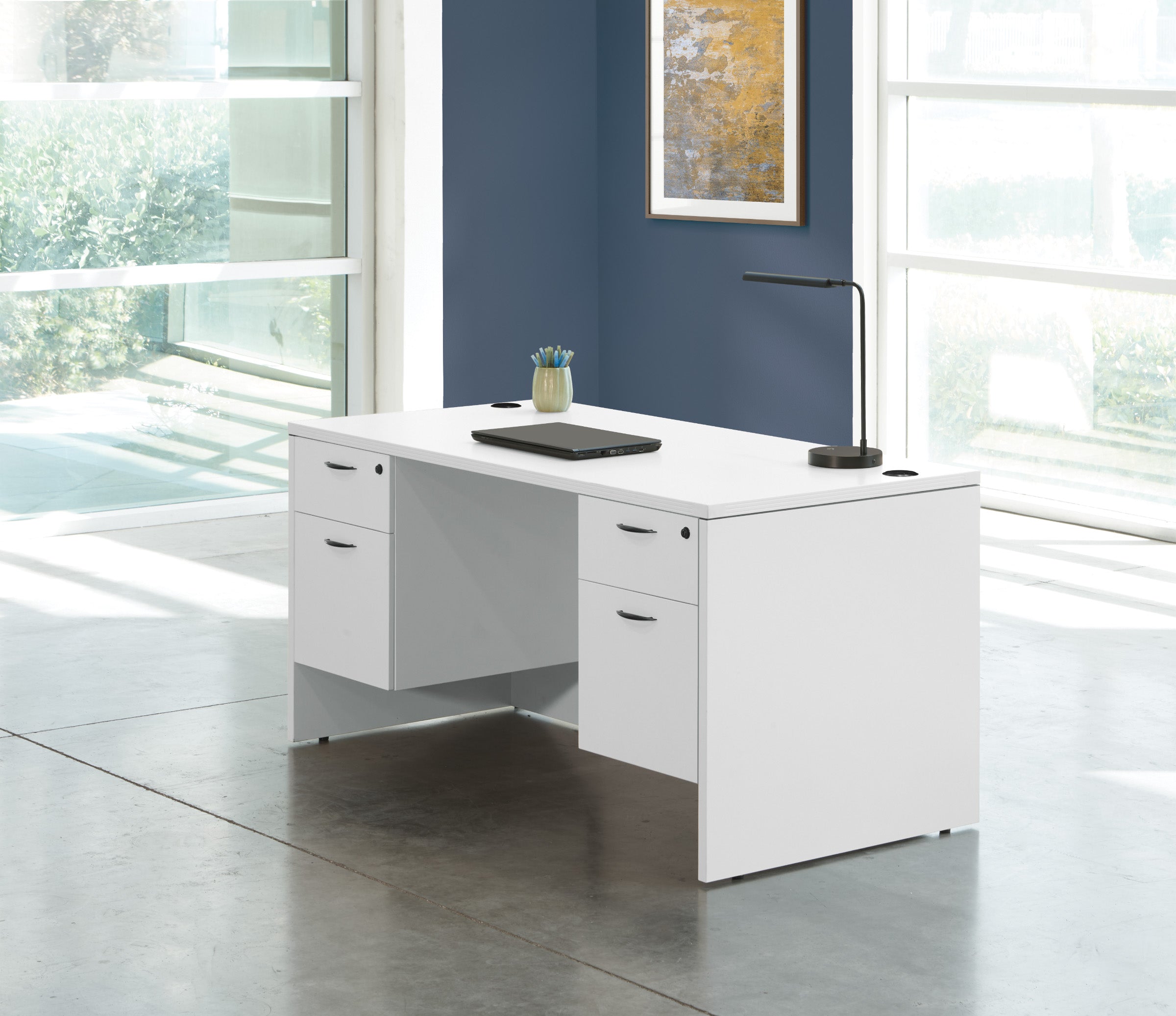 Napa Double Pedestal Desk 60"X30" - White