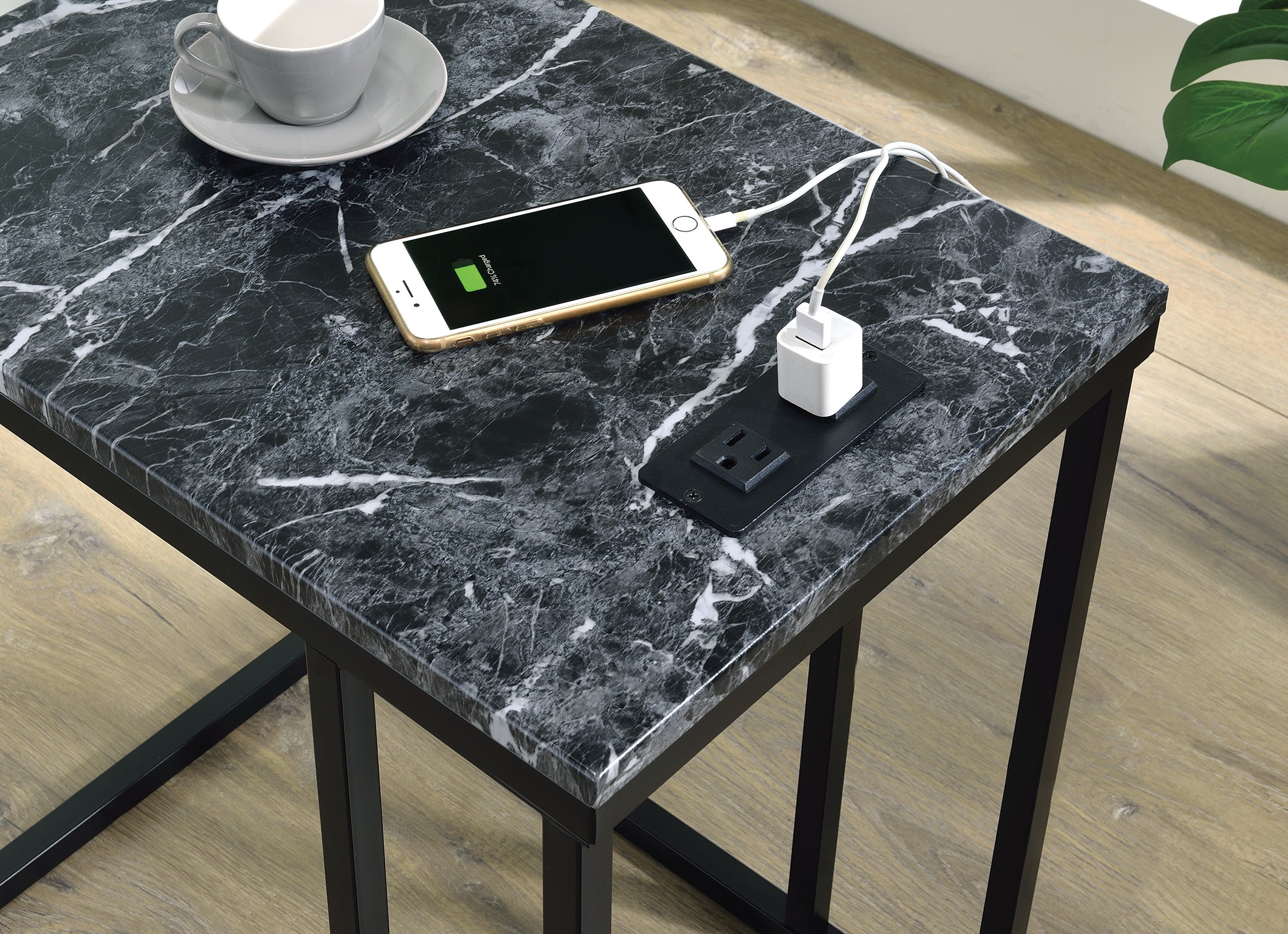 Norwich C-Table  - Black / Black Marble