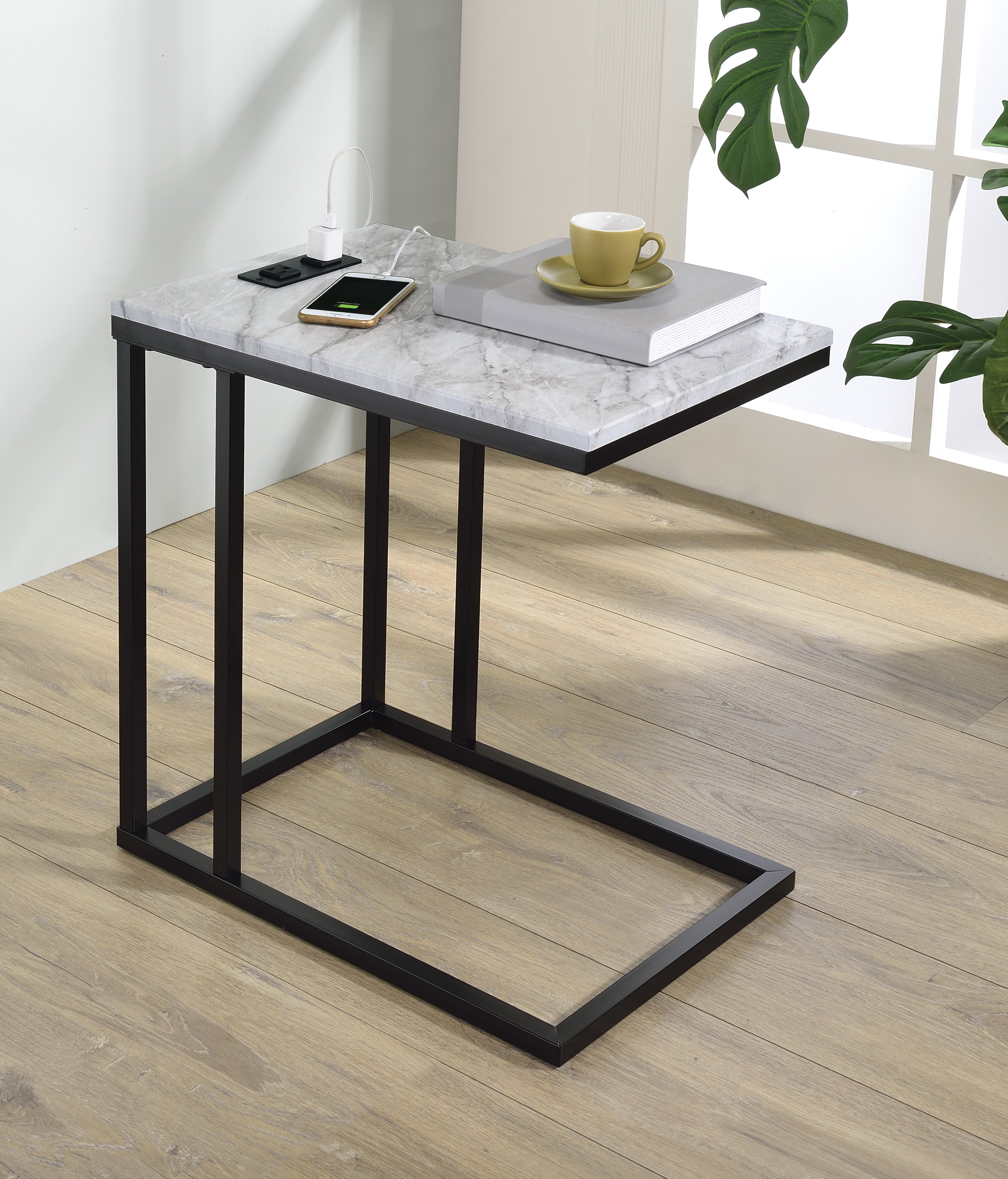 Norwich C-Table  - Black / White Marble