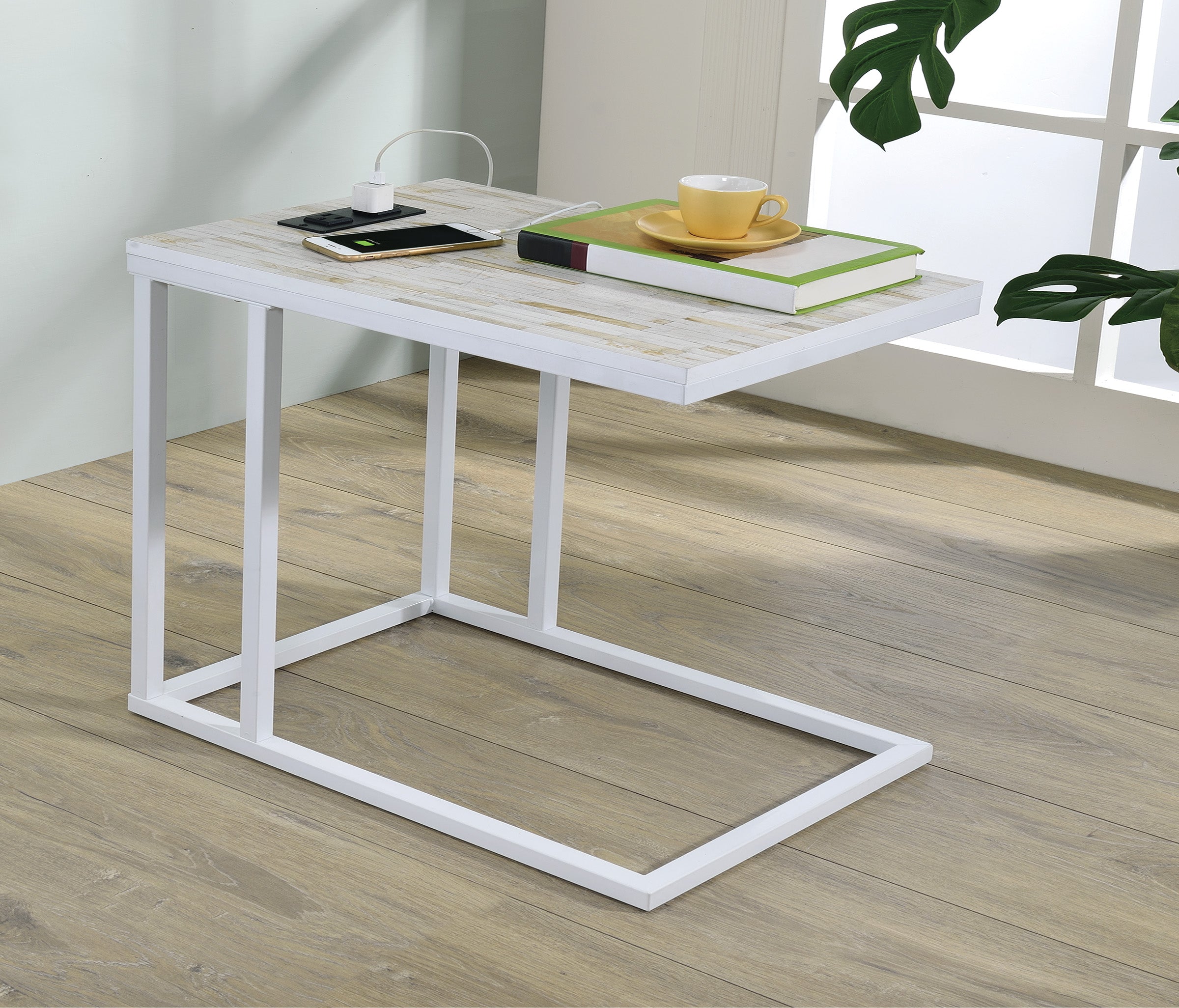 Norwich C-Table - White / White Mosaic