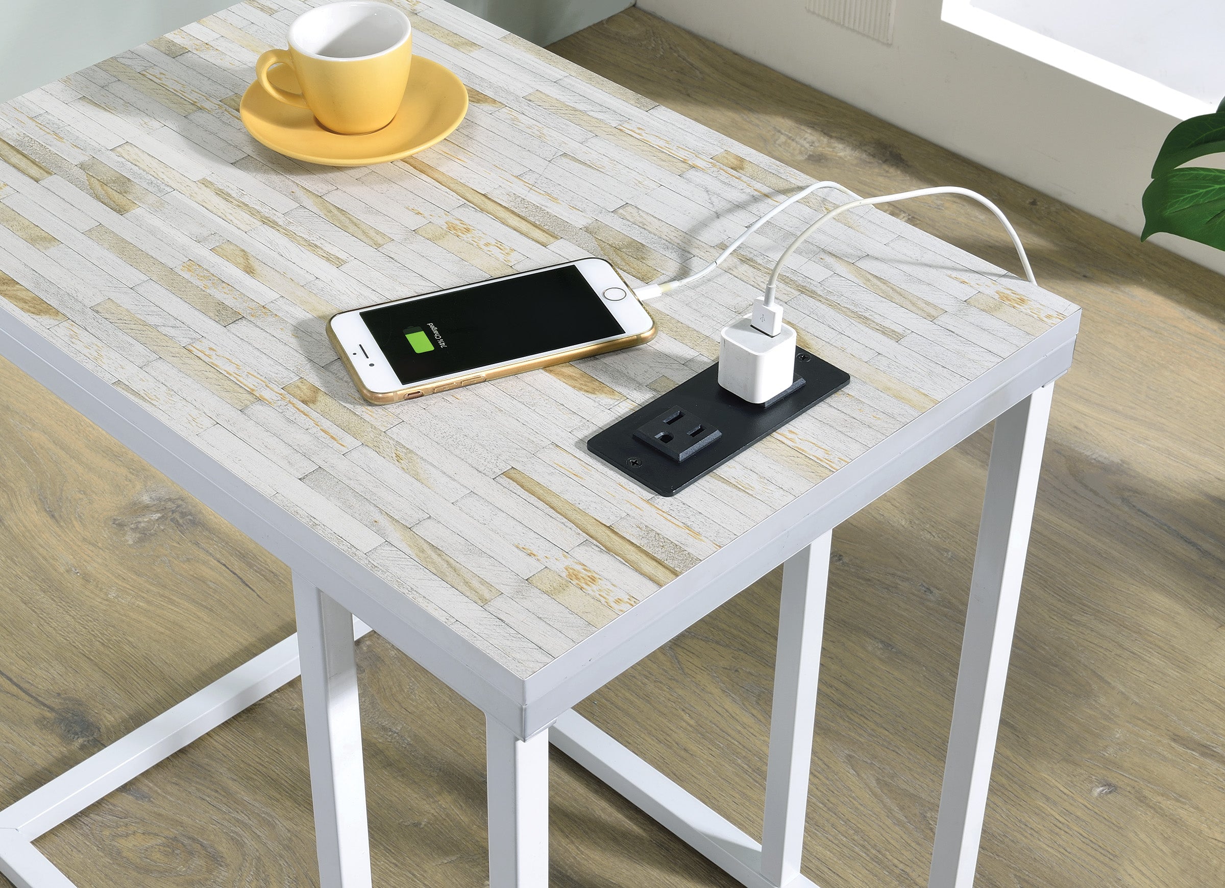 Norwich C-Table - White / White Mosaic