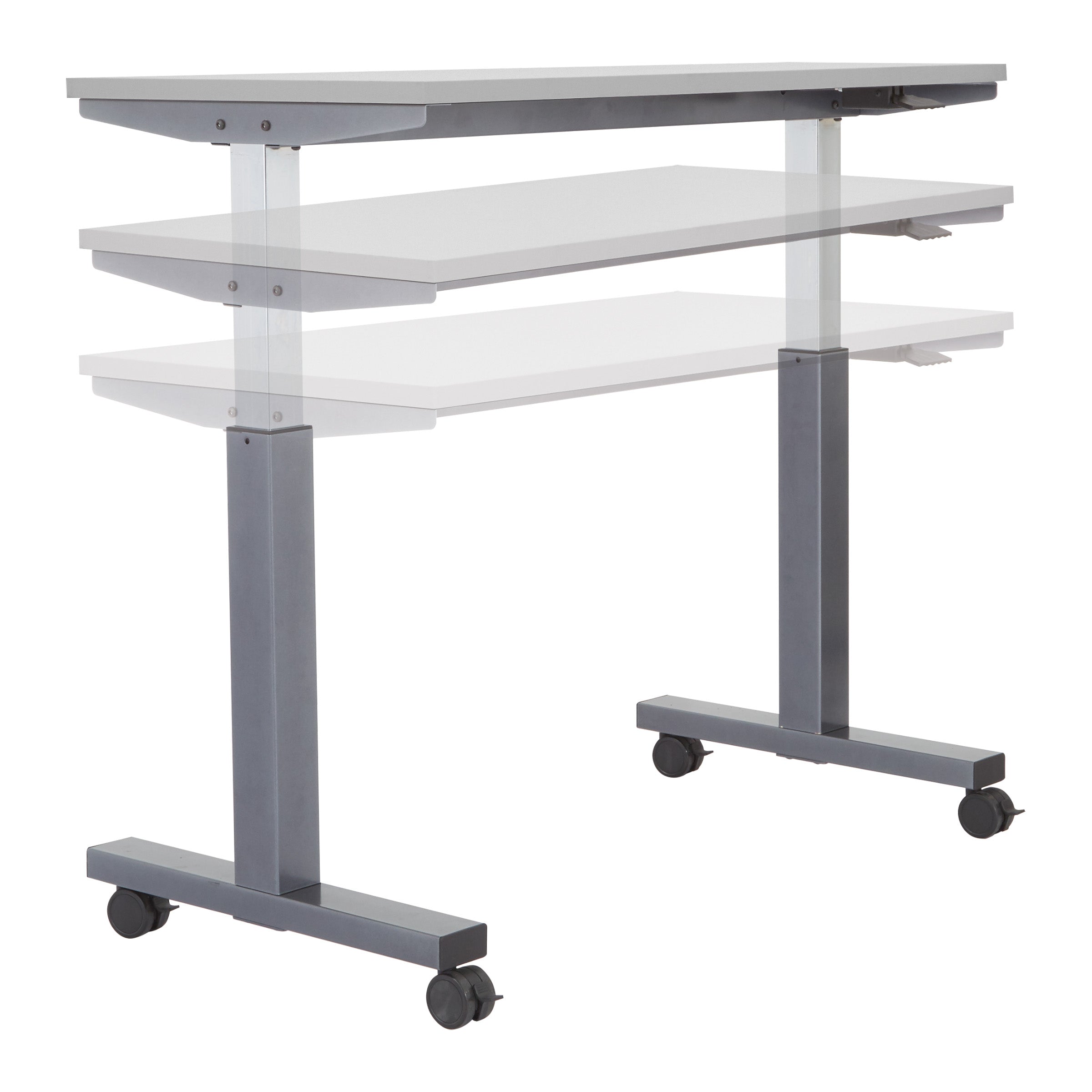 HT ADJ TBLE 2/CTNS GRY TOP/TITANIUM BASE 48X24 KD - Grey/Titanium