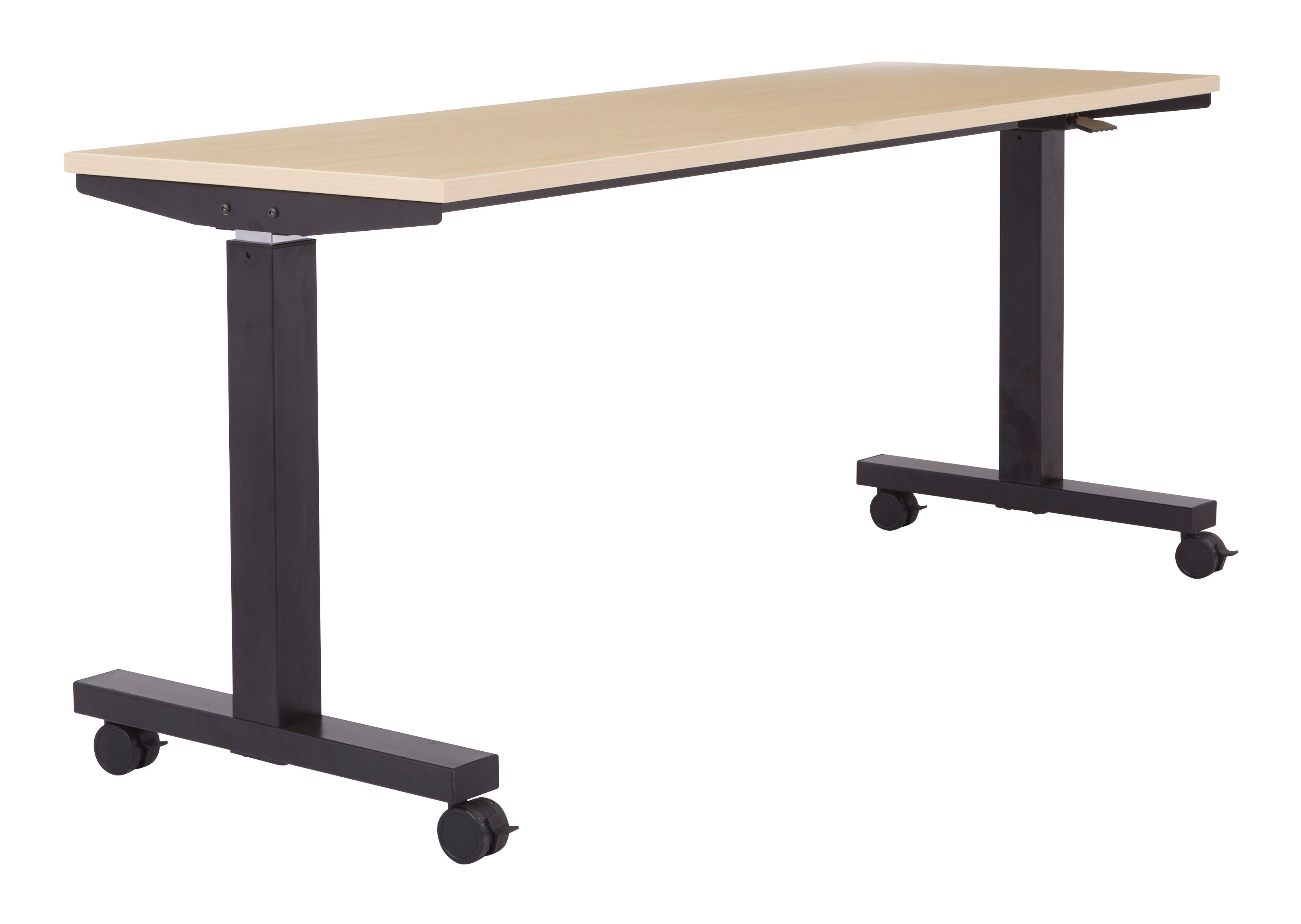 ADJ TBL 2/CTNS MPL TOP/BLK BASE 72X24 KD - Maple/Black
