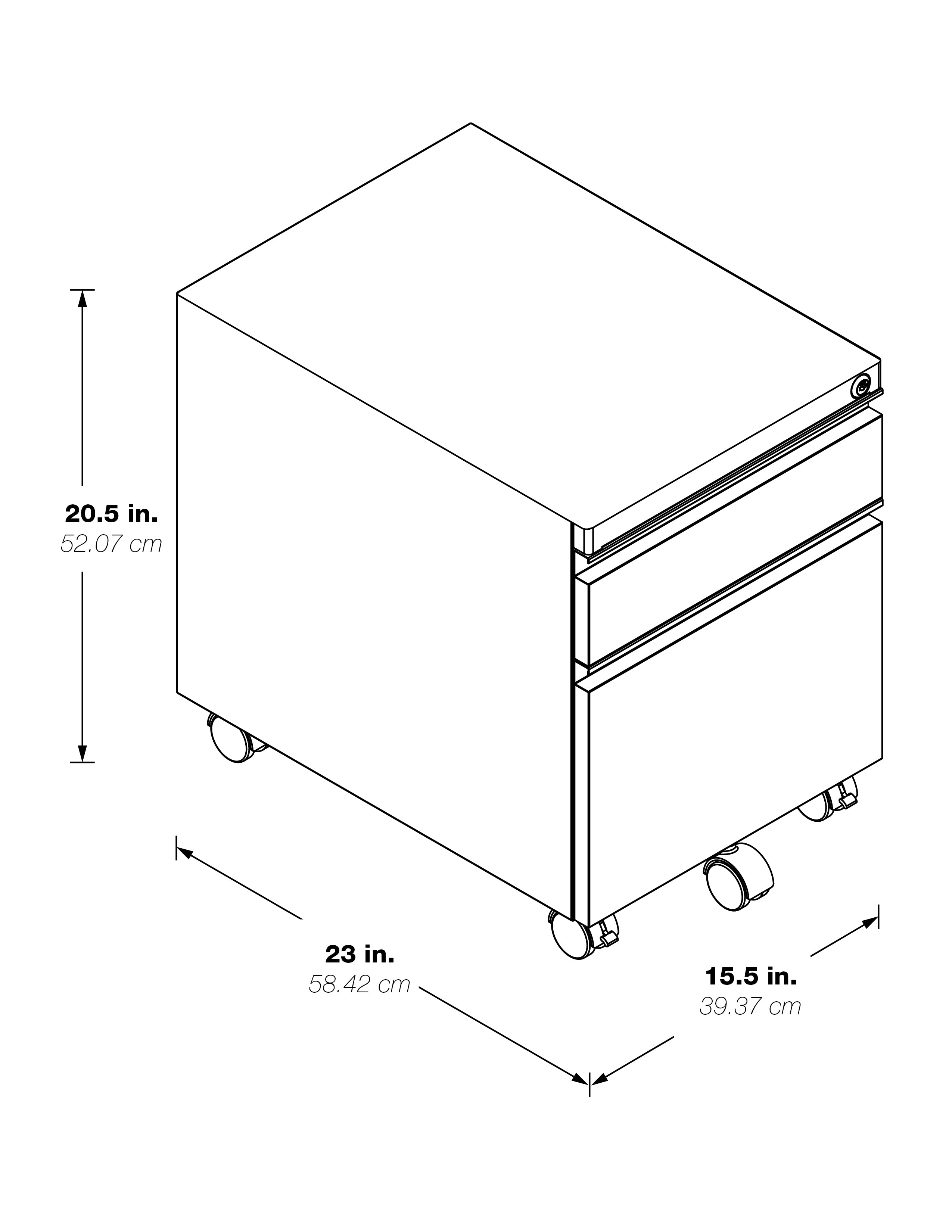 22" Mobile Box File Pedestal - Silver