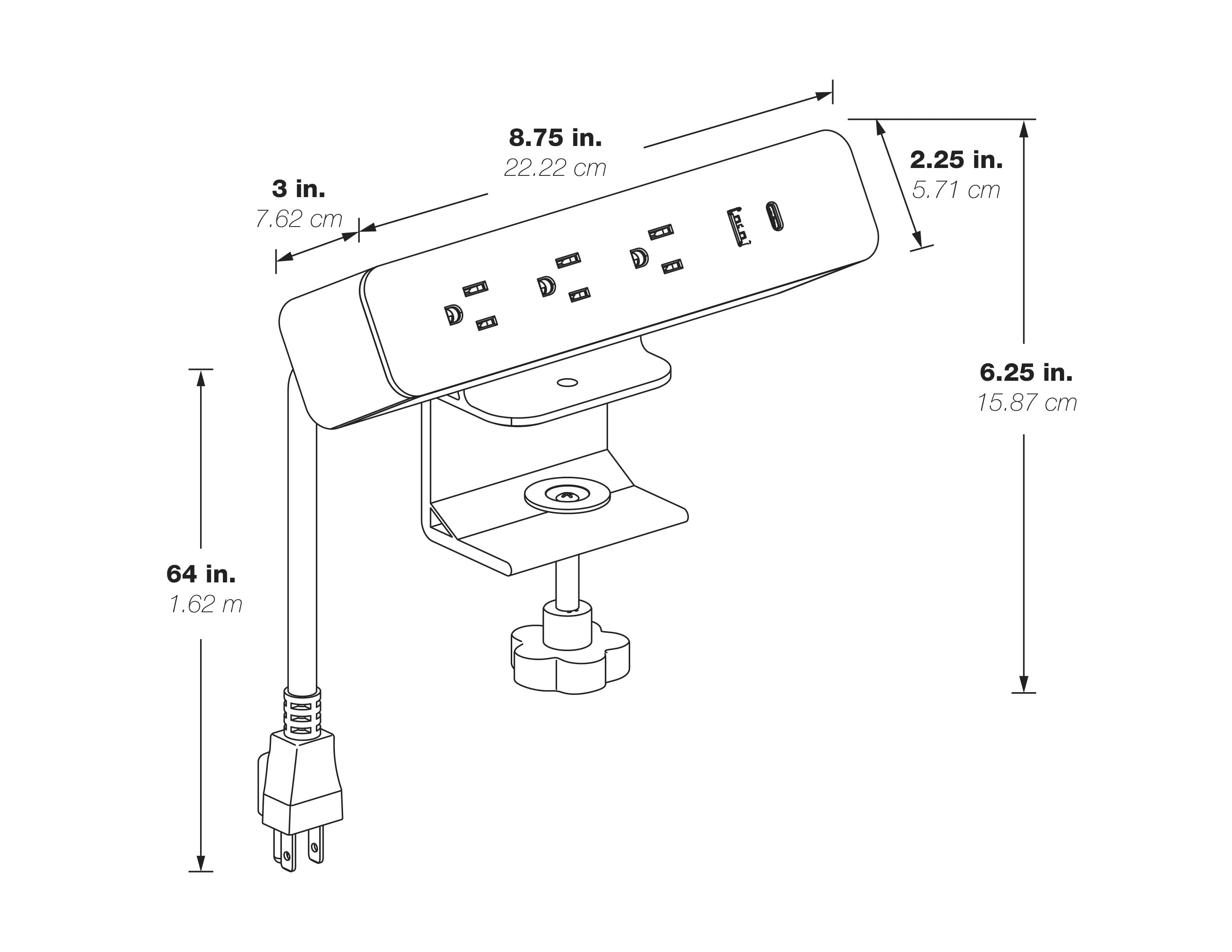 Clamp-Mount Power Charger - Black