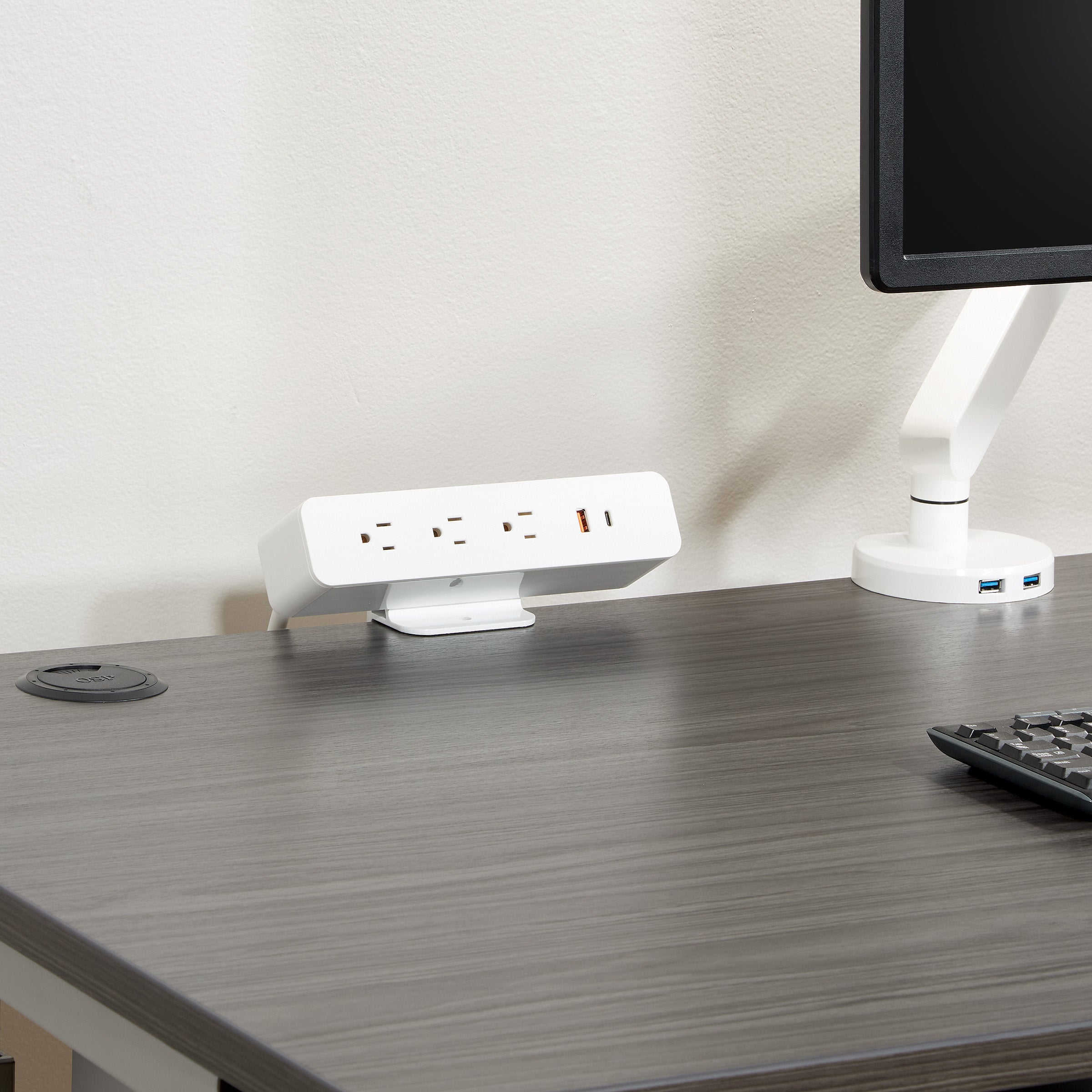 Clamp-Mount Power Charger - White