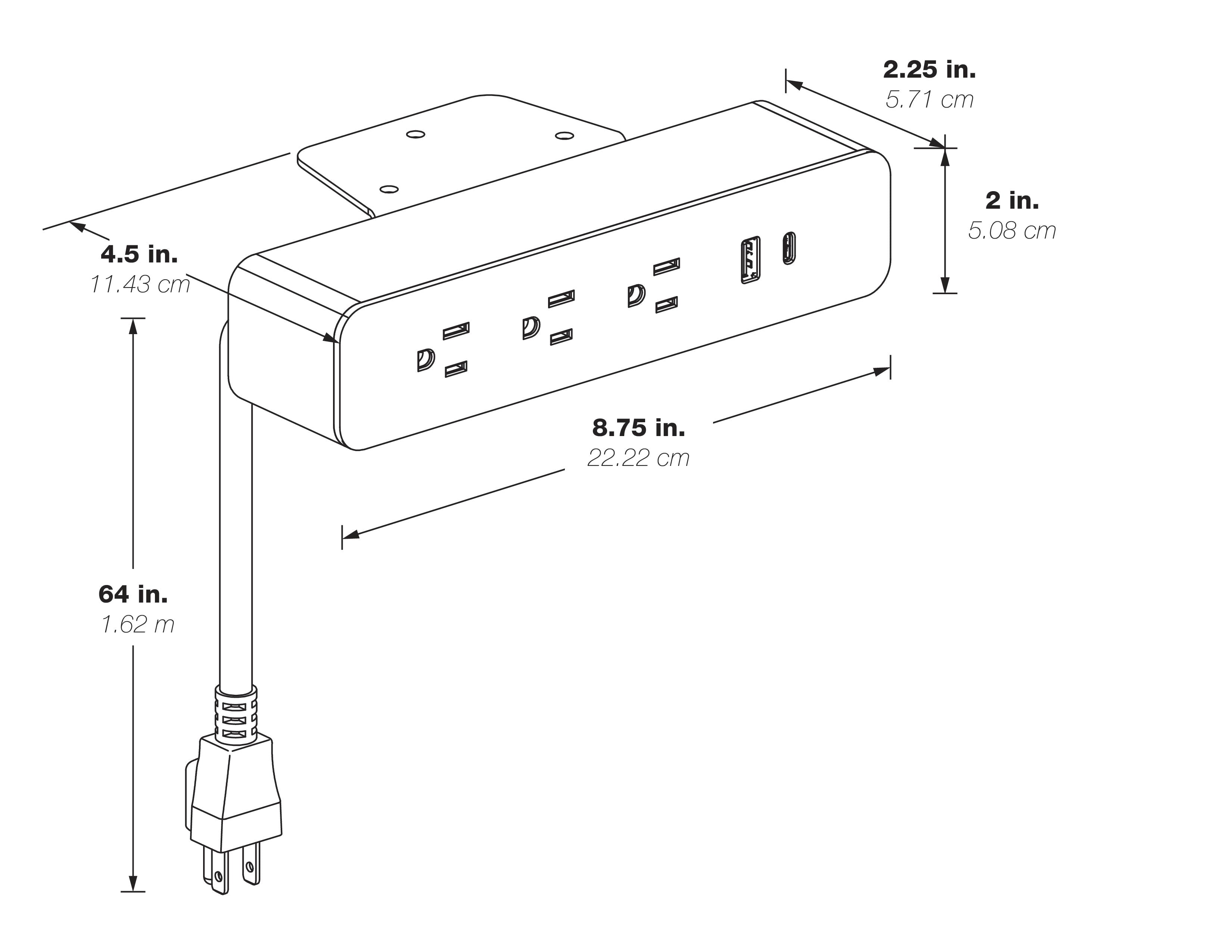 Undersurface-Mount Power Charger - White