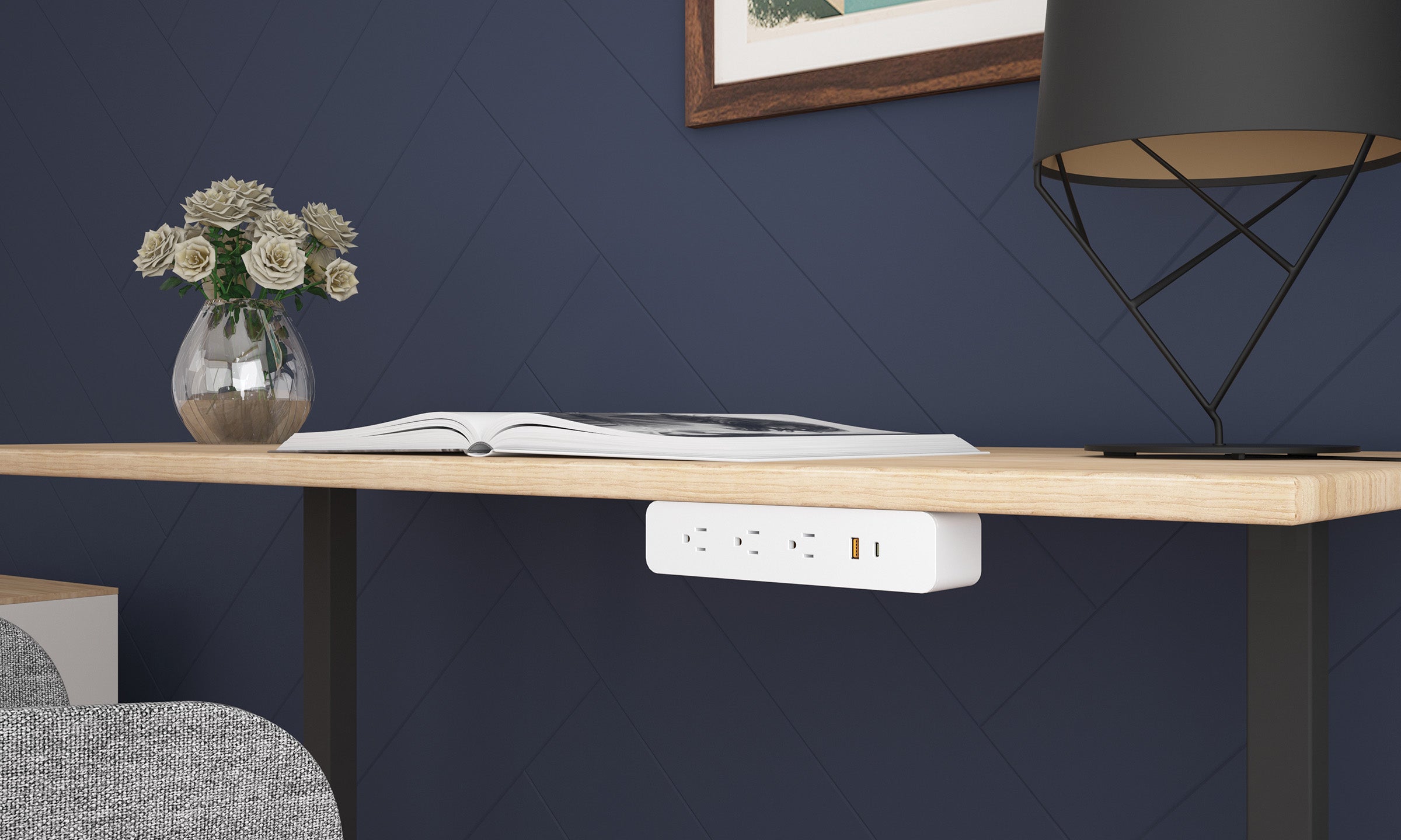 Undersurface-Mount Power Charger - White