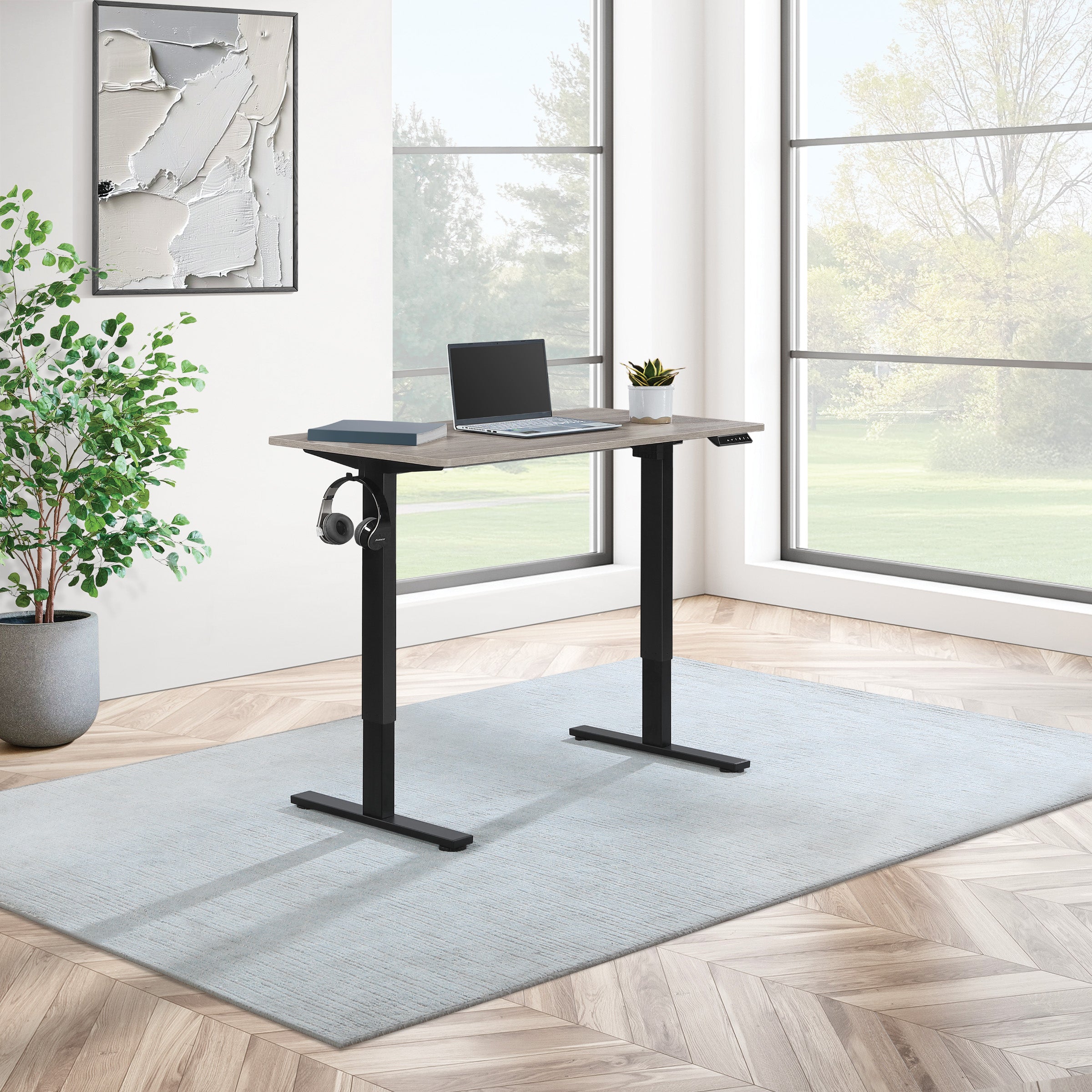 Primo Sit/Stand Electric 48" Desk - Black / Light Grey