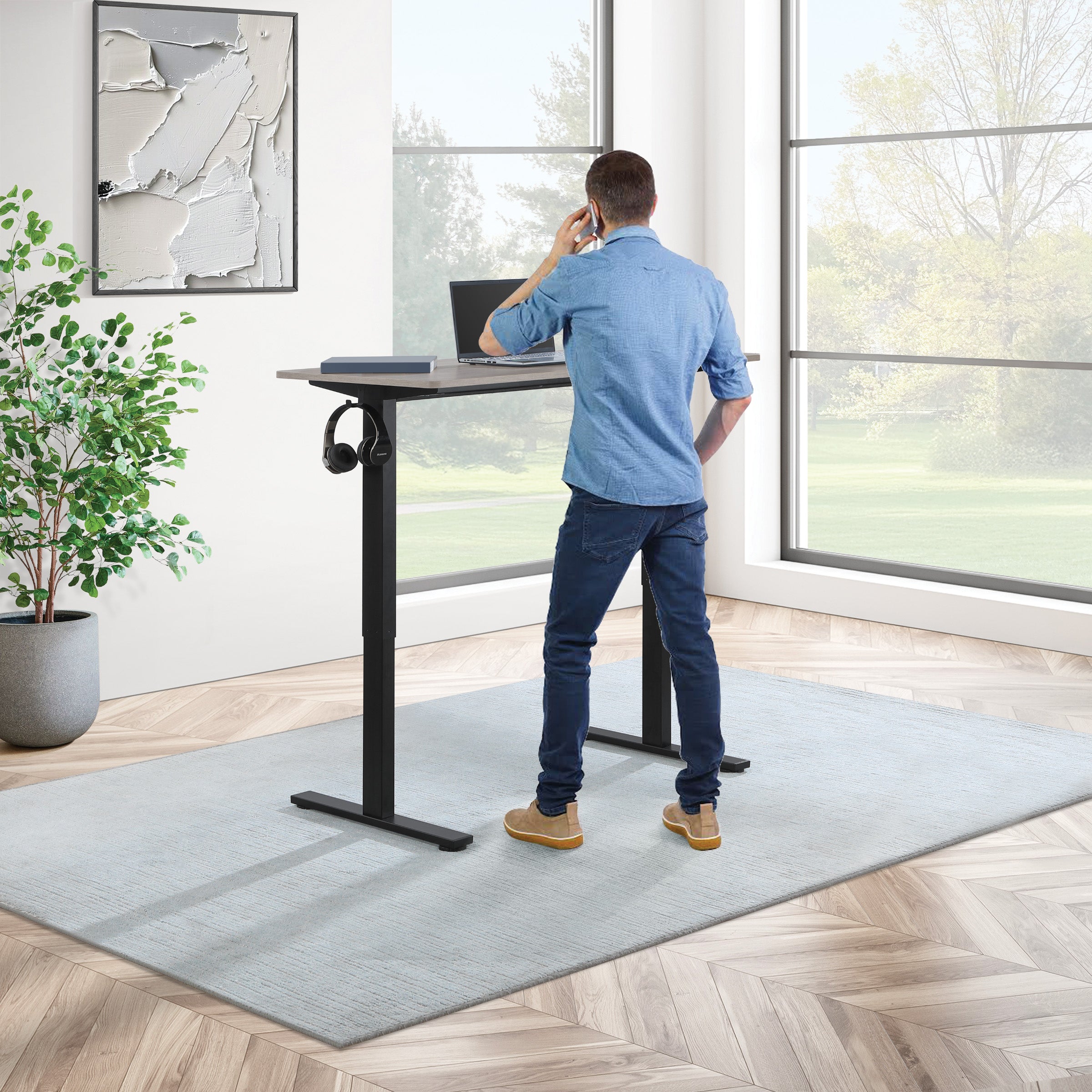 Primo Sit/Stand Electric 48" Desk - Black / Light Grey