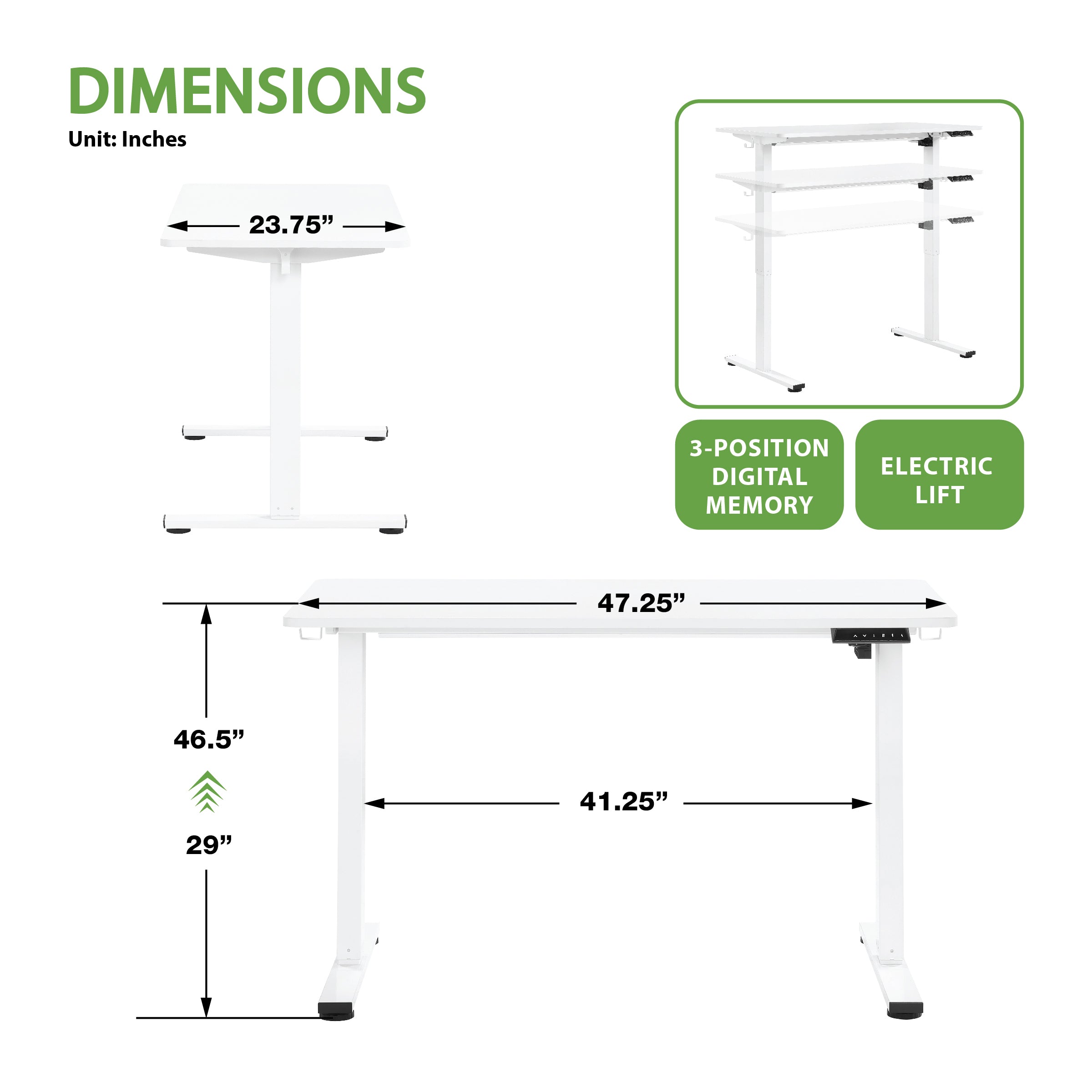 Primo Sit/Stand Electric 48" Desk - White