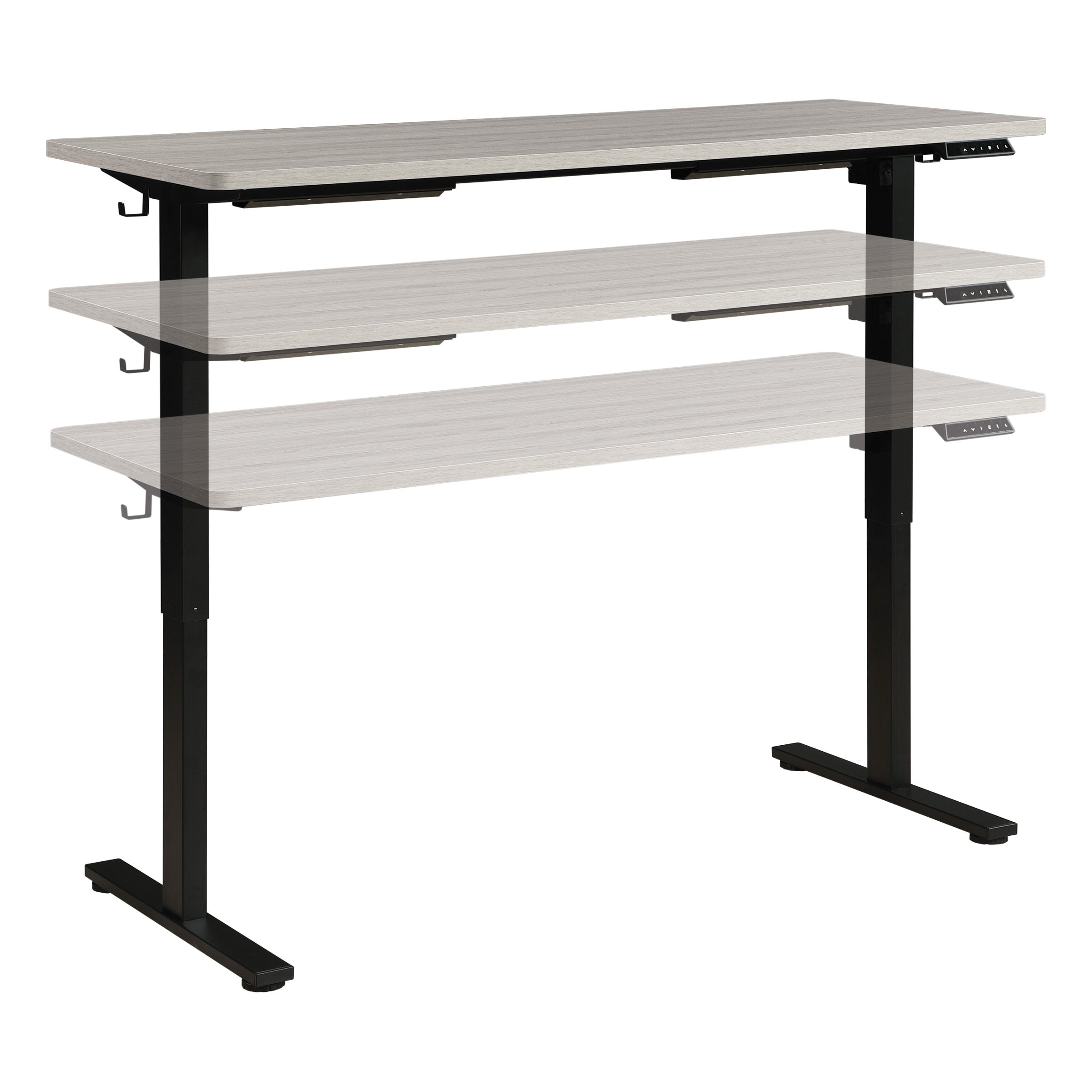 59"W Sit to Stand Electric Desk - Black / Light Grey