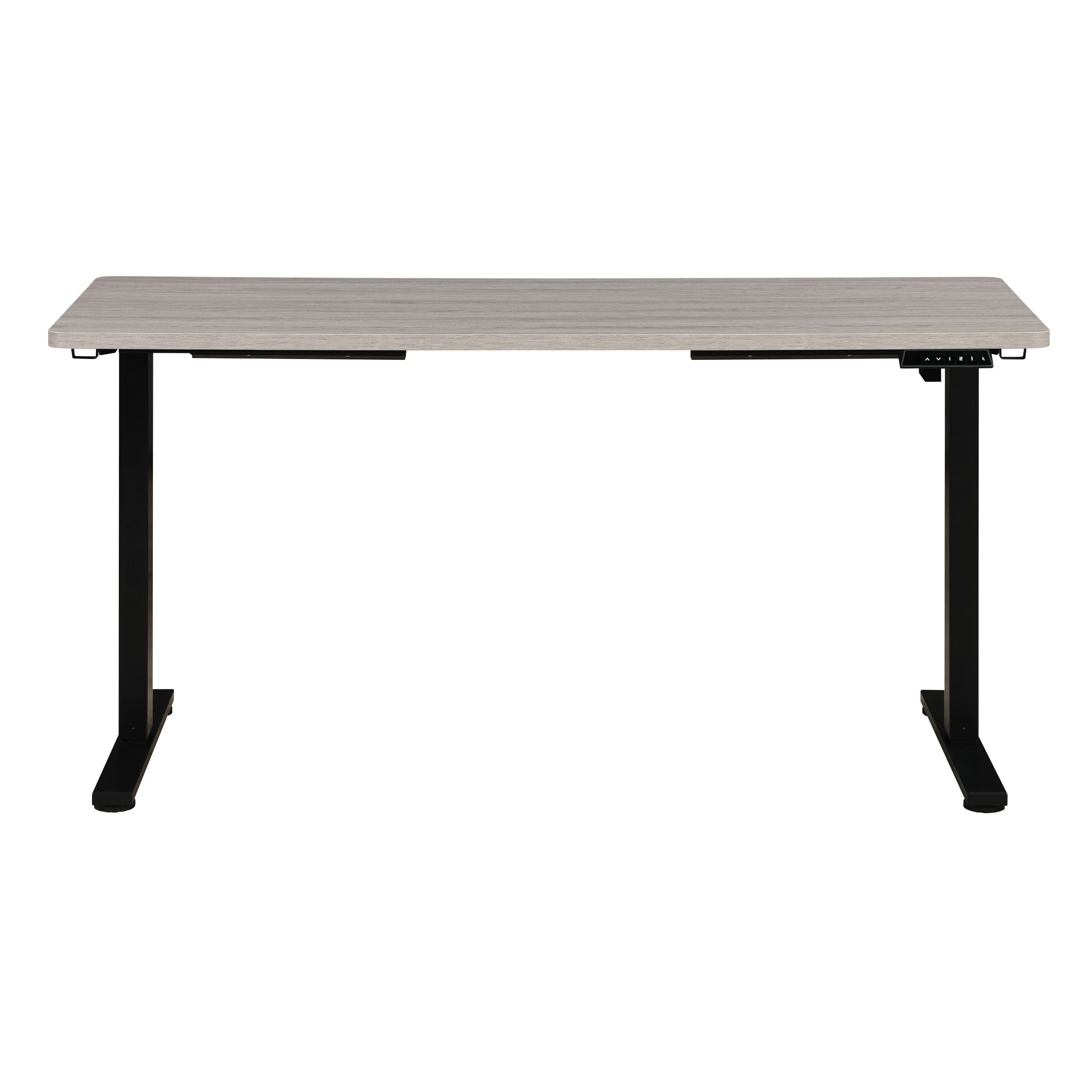 59"W Sit to Stand Electric Desk - Black / Light Grey