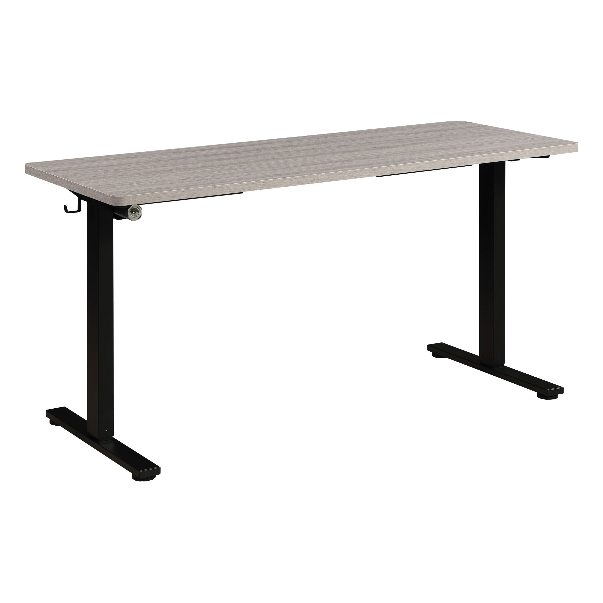 59"W Sit to Stand Electric Desk - Black / Light Grey