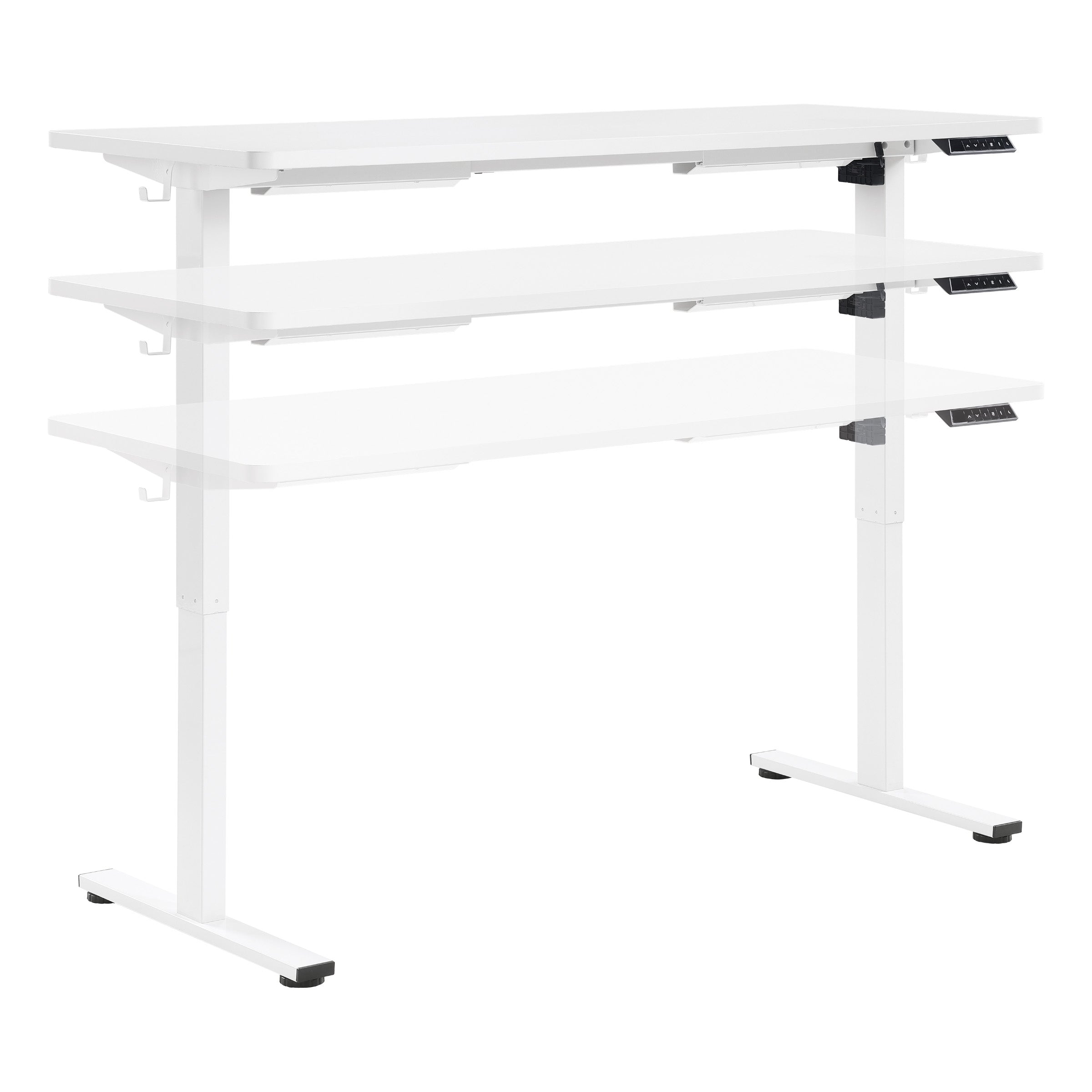 59"W Sit to Stand Electric Desk - White
