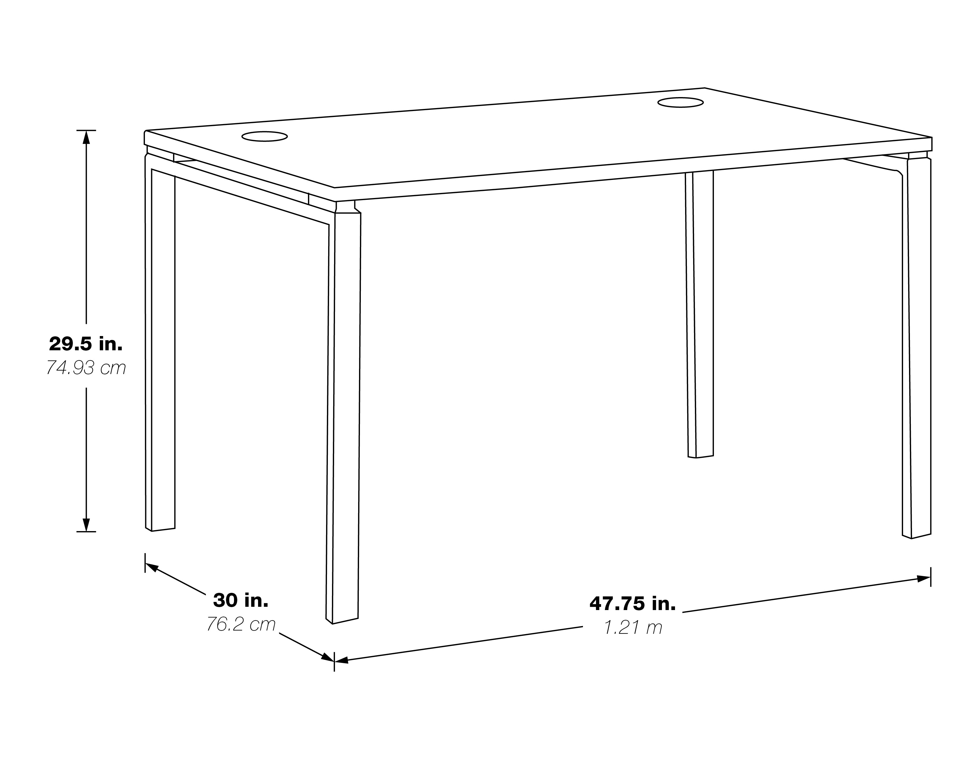 48"W Black Writing Desk  - Black