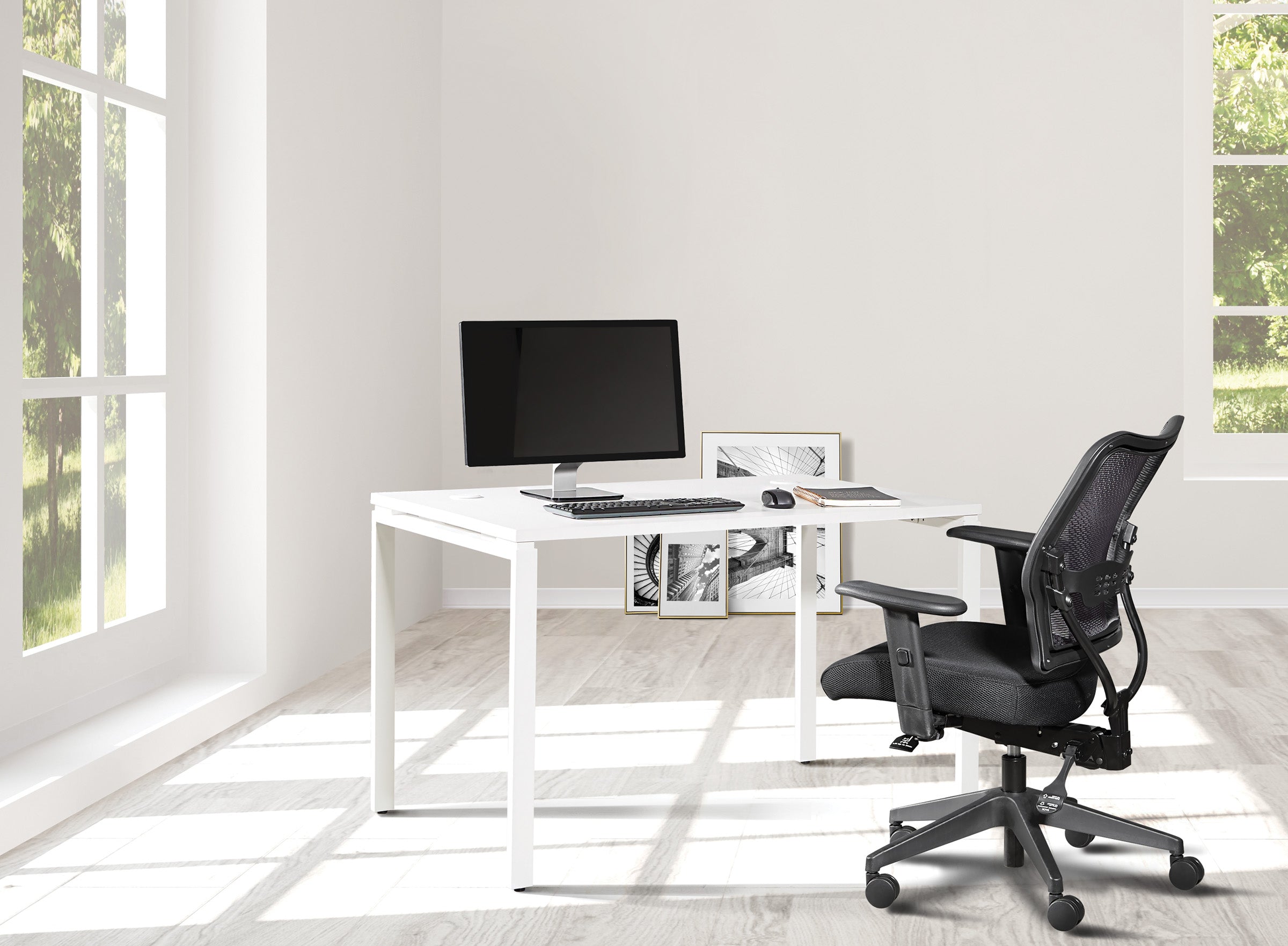 48"W White Writing Desk  - White