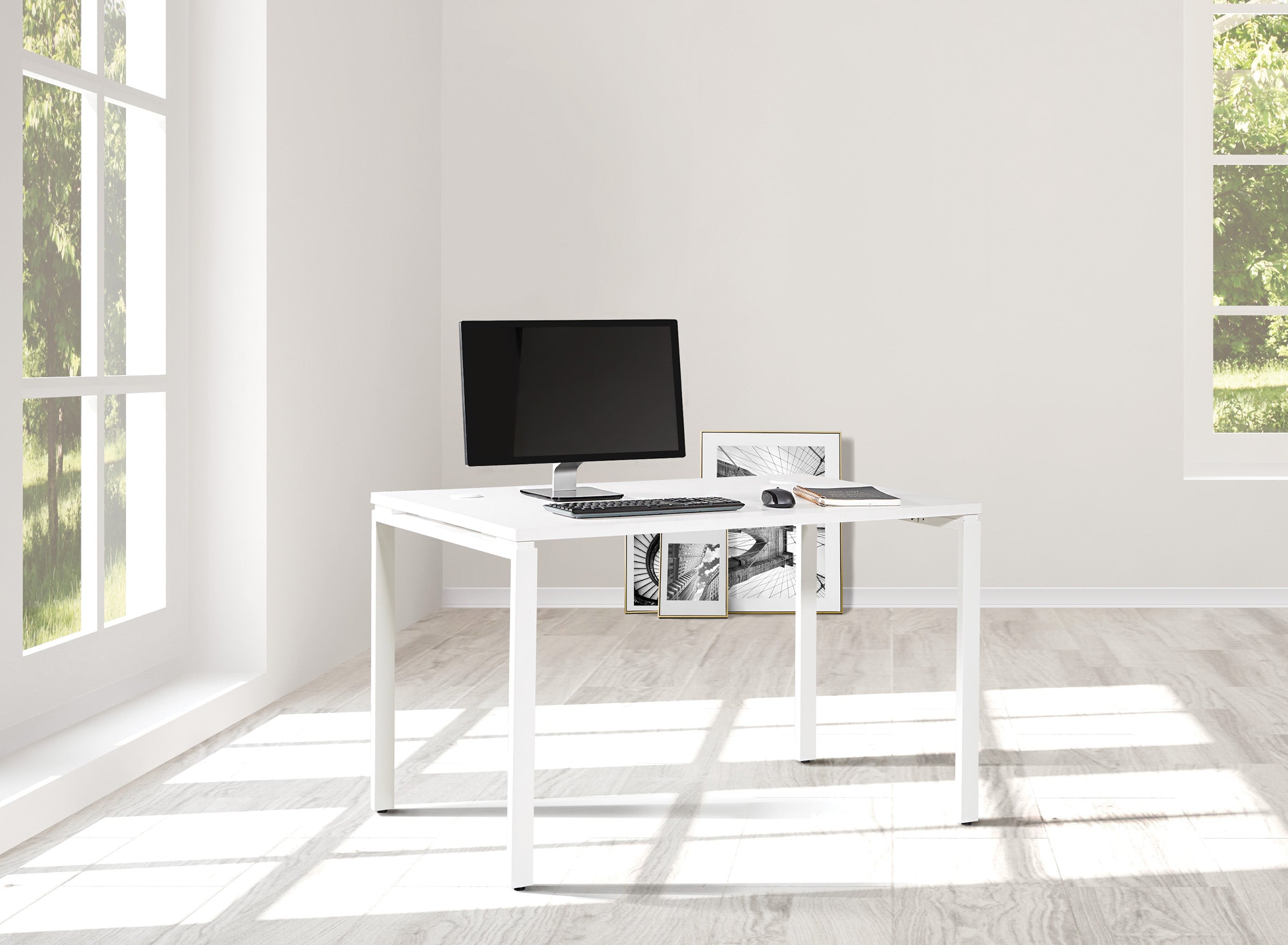 48"W White Writing Desk  - White