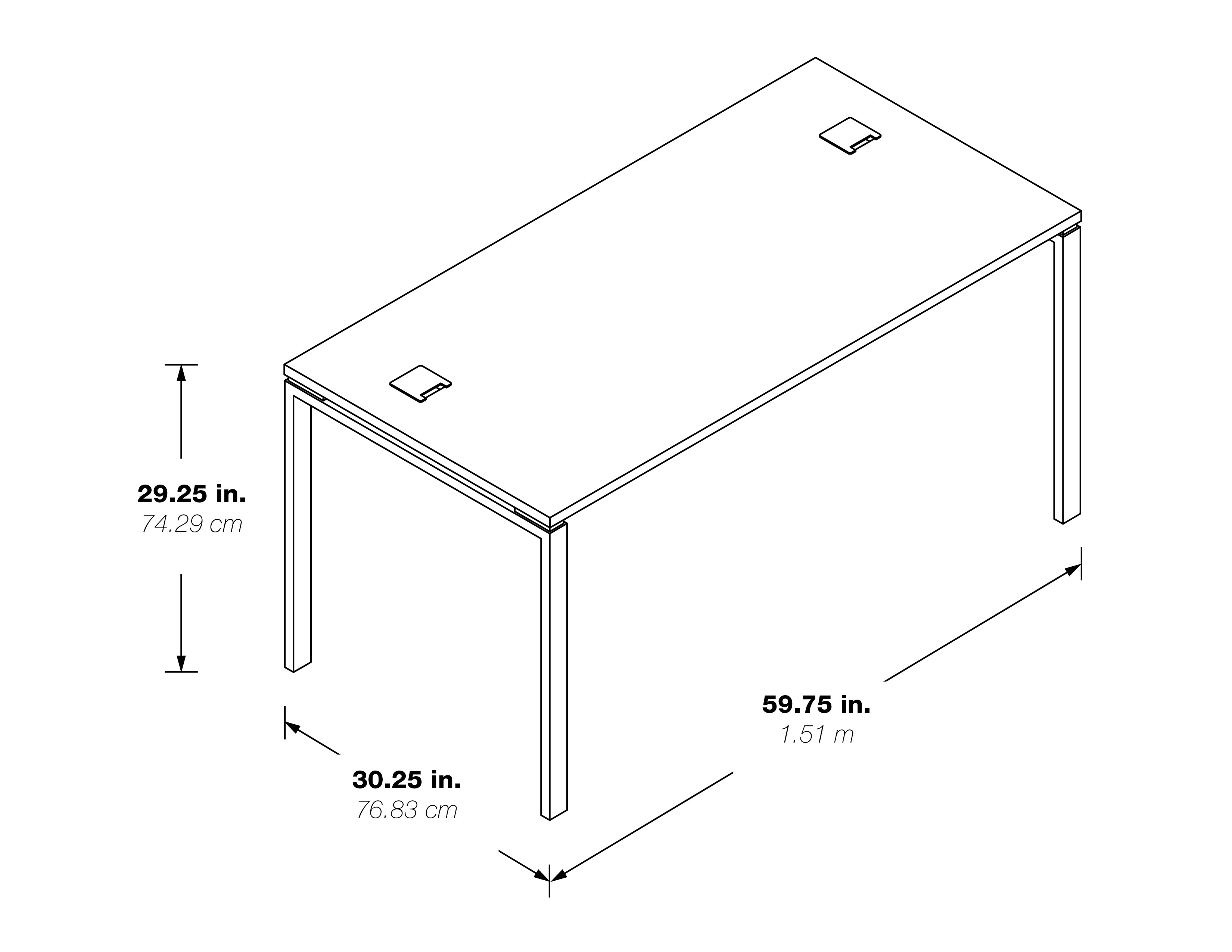 60” Writing Desk - Black