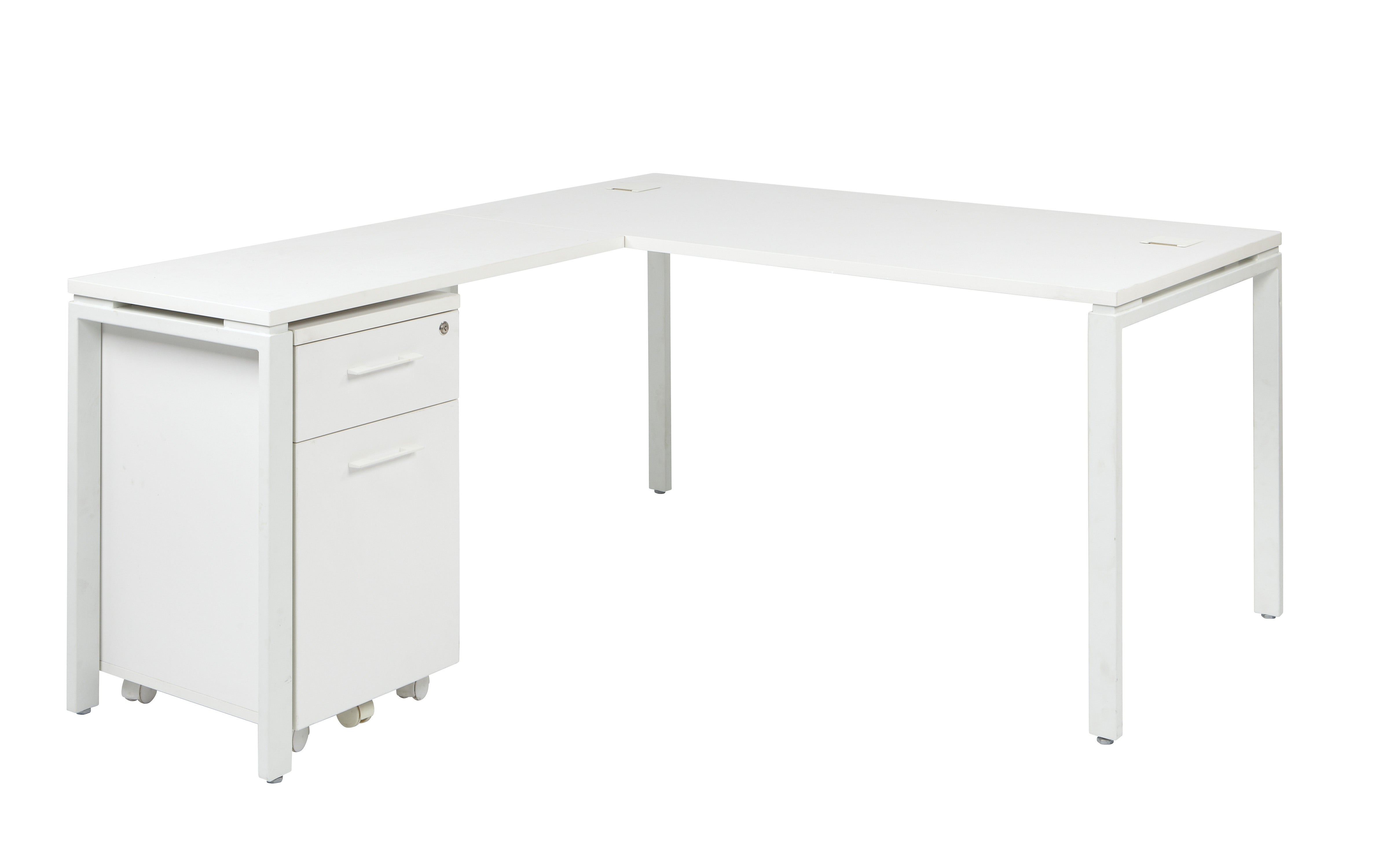 Prado L Workstation in White - White