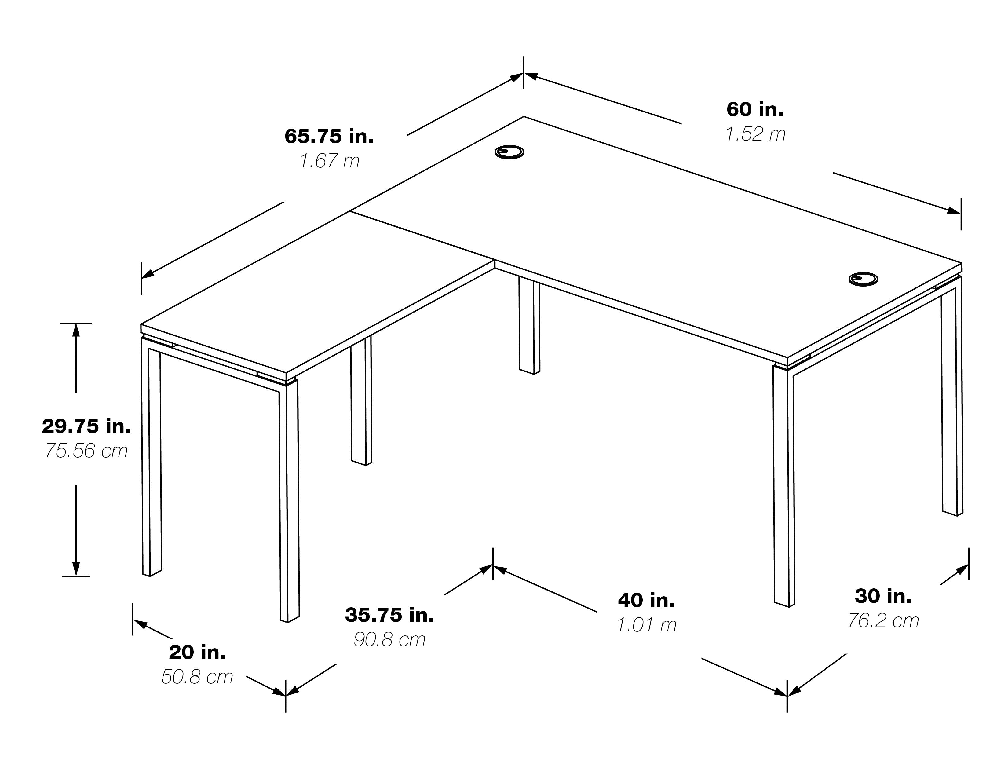 Prado L Workstation in White - White