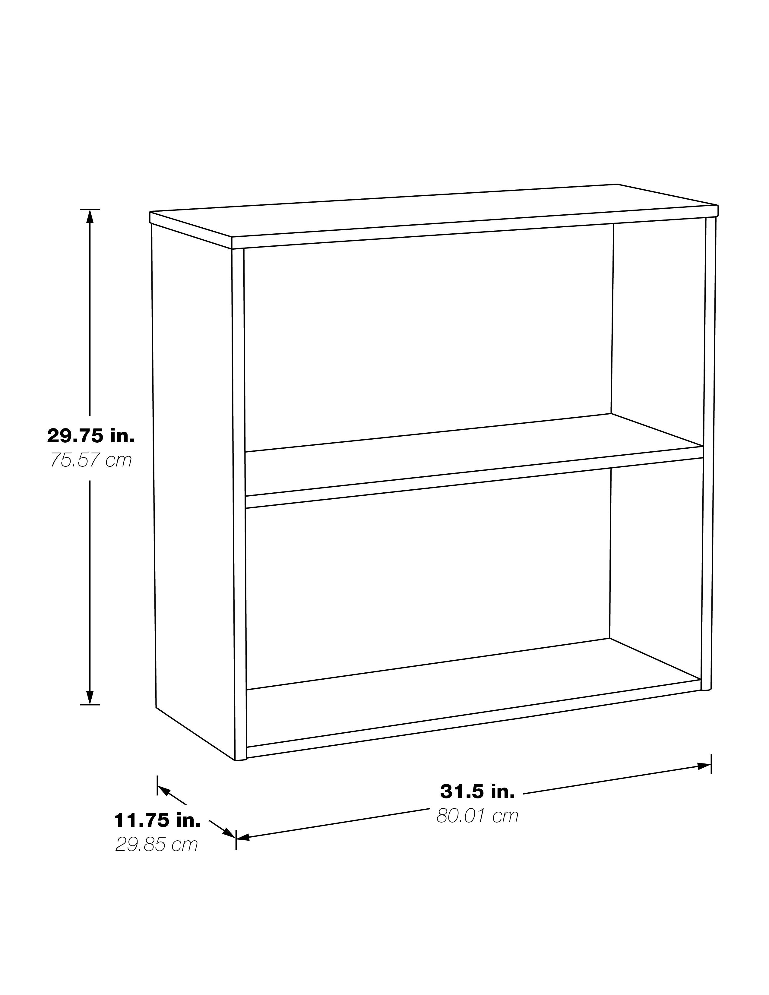 Prado 30" 2 Shelf Bookcase - Black