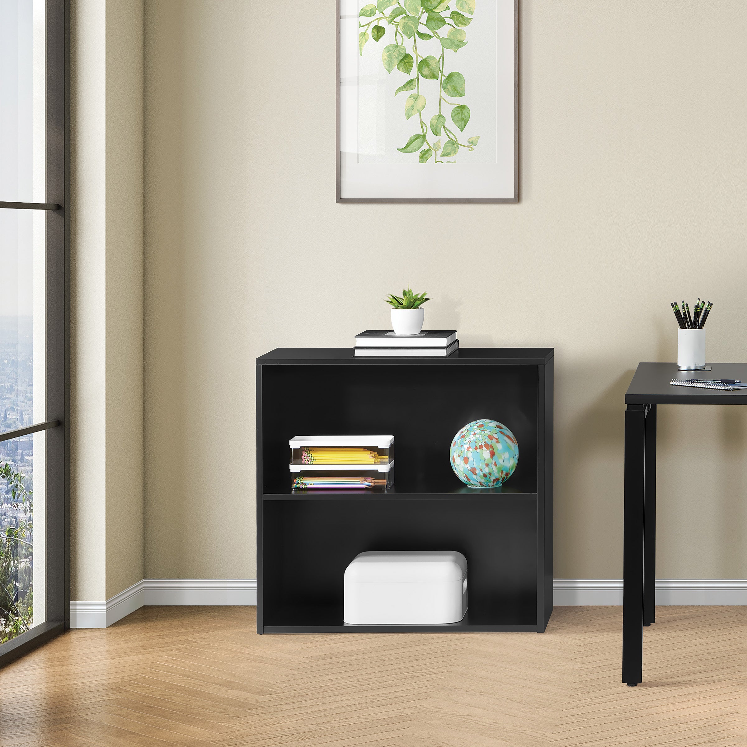 Prado 30" 2 Shelf Bookcase - Black