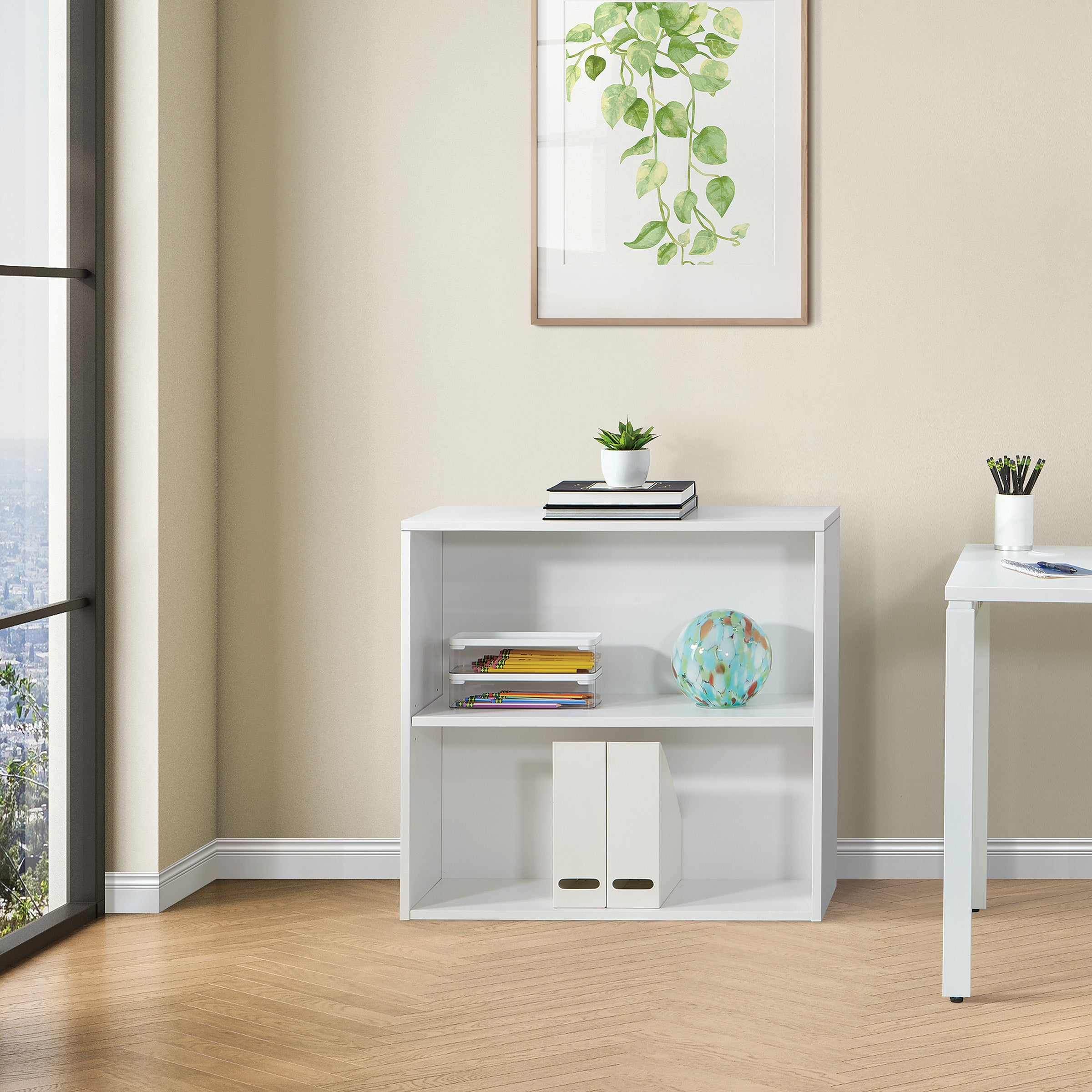 Prado 30" 2 Shelf Bookcase - White