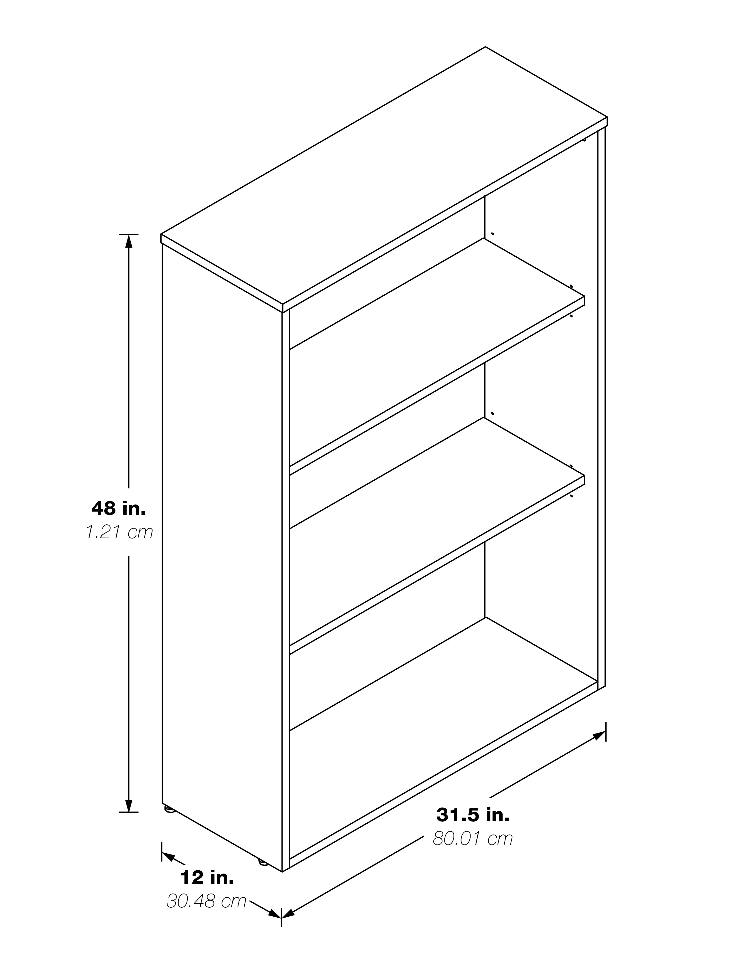 Prado 48" 3-Shelf BookCase - White