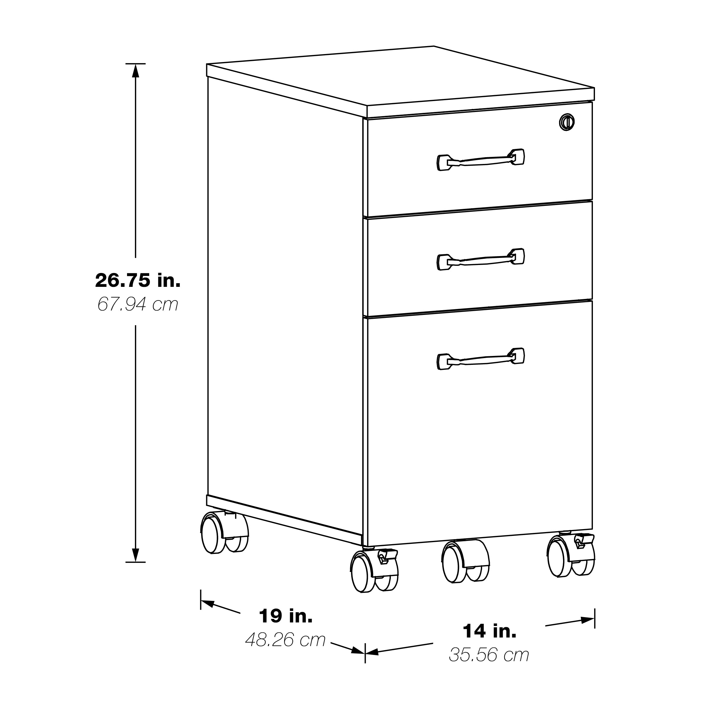 Prado 3-Drawer Mobile File Cabinet - White