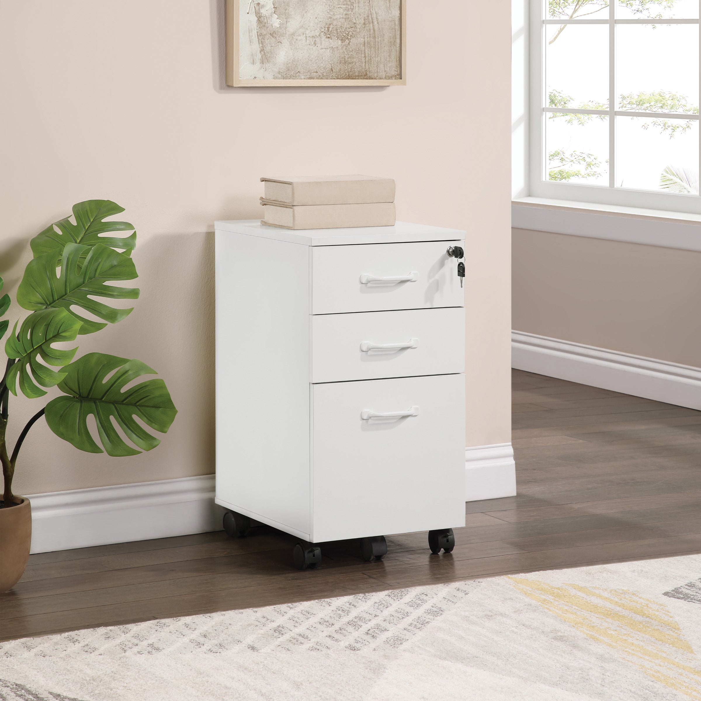 Prado 3-Drawer Mobile File Cabinet - White