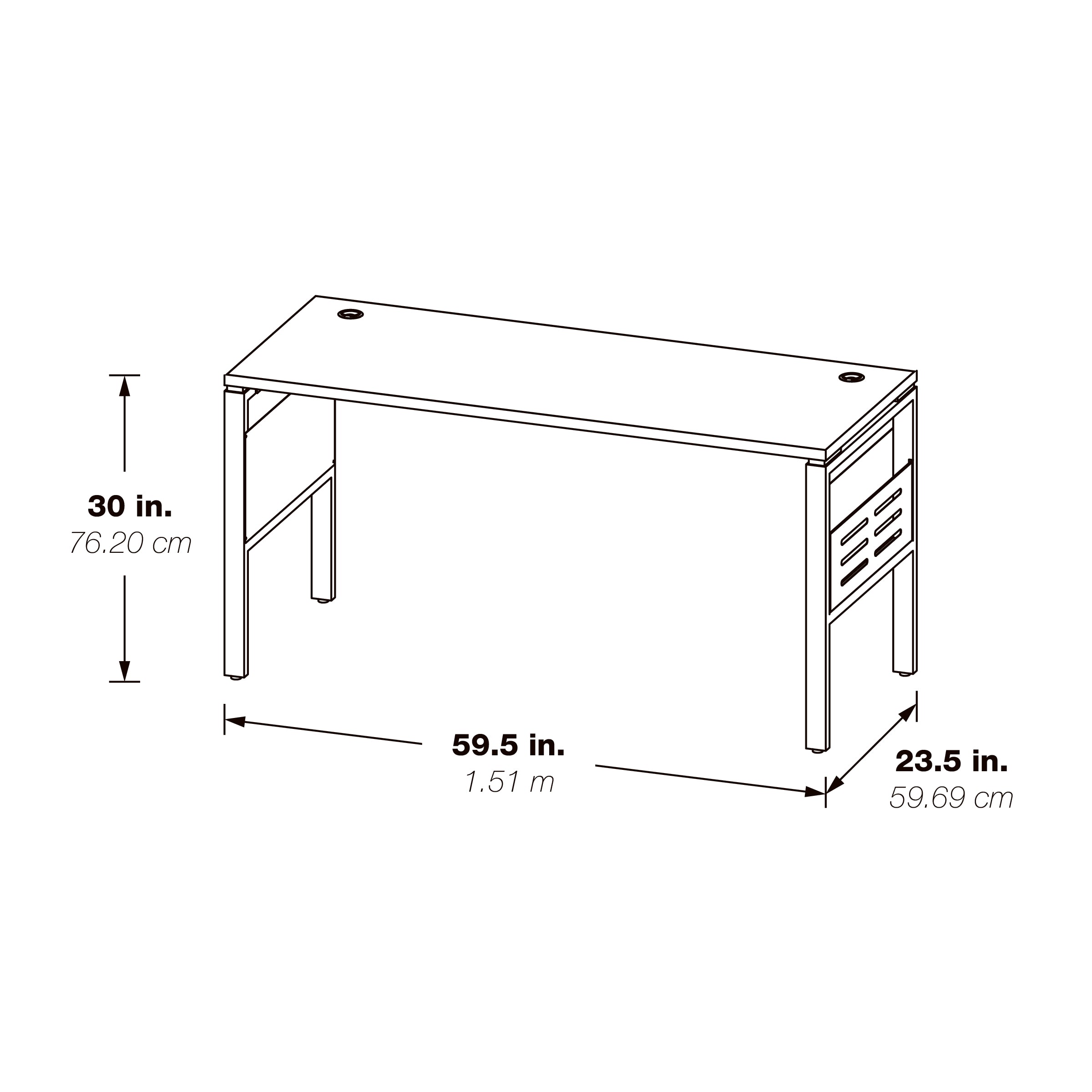 60" Desk with Storage - White
