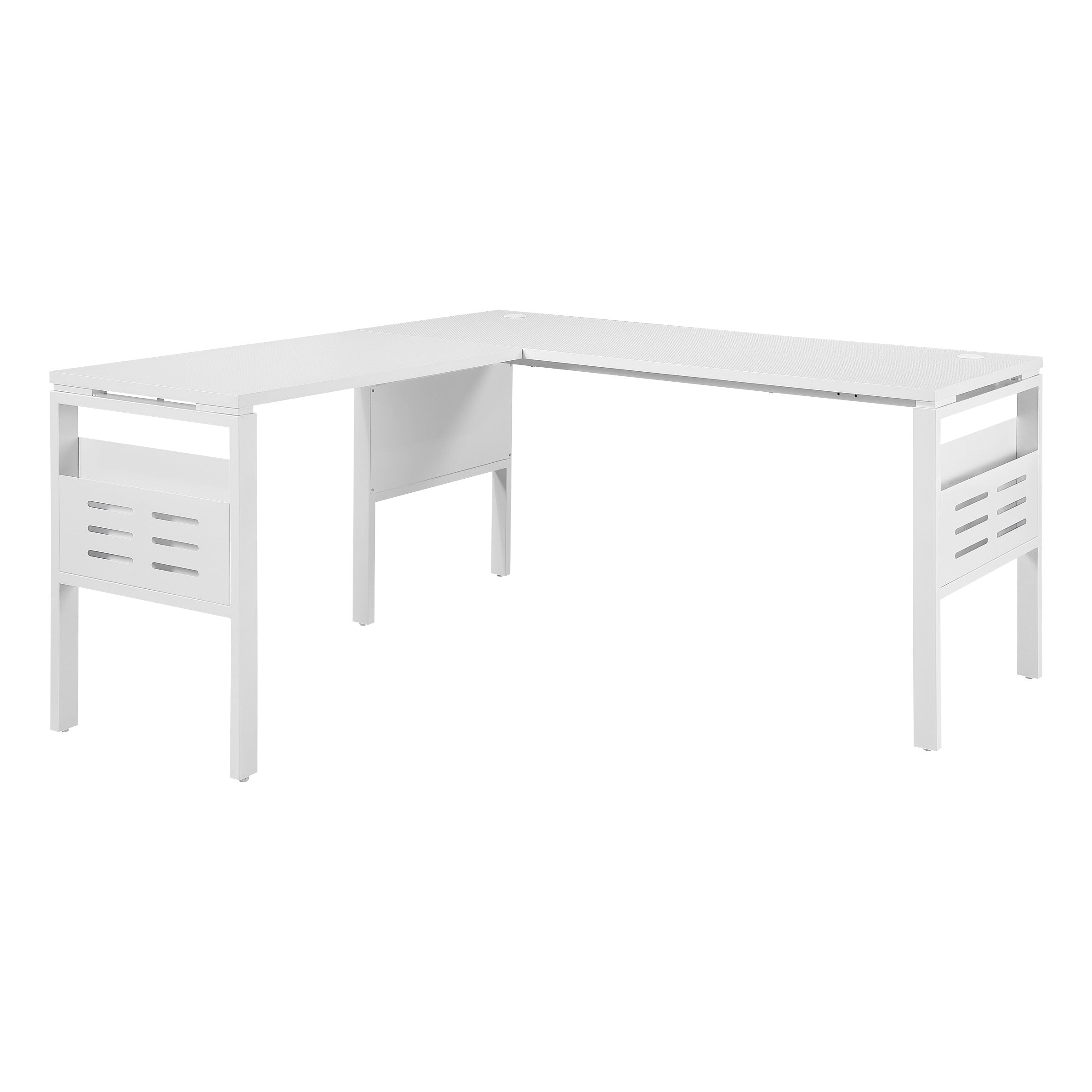 60" L-Desk with Storage - White