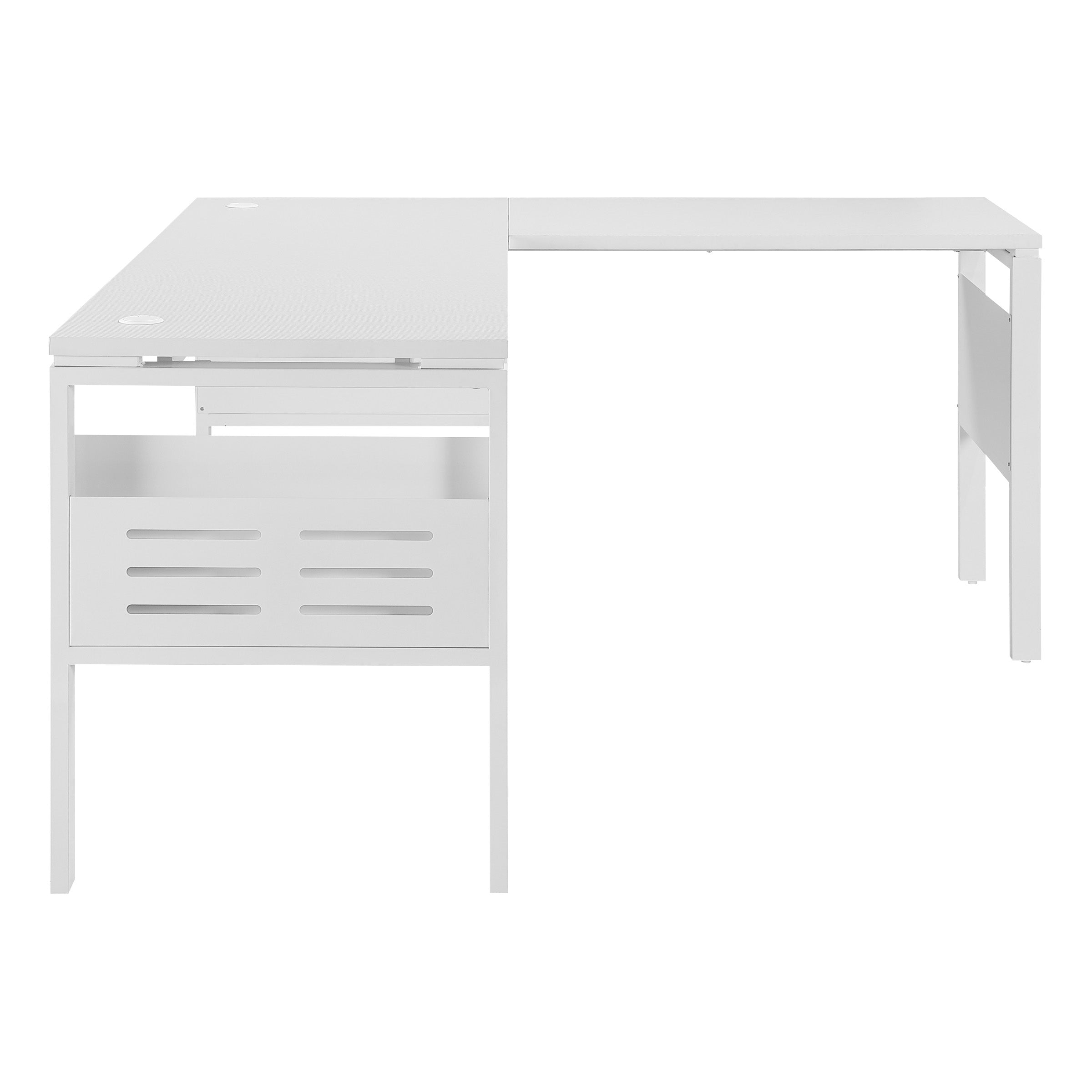 60" L-Desk with Storage - White