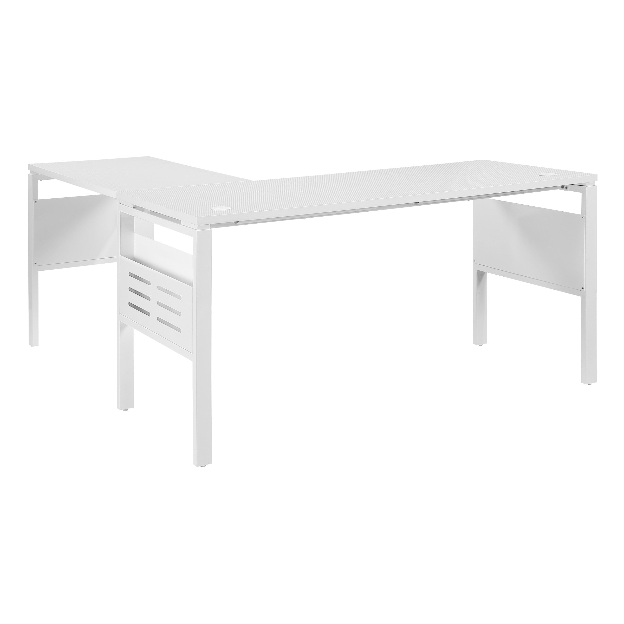60" L-Desk with Storage - White