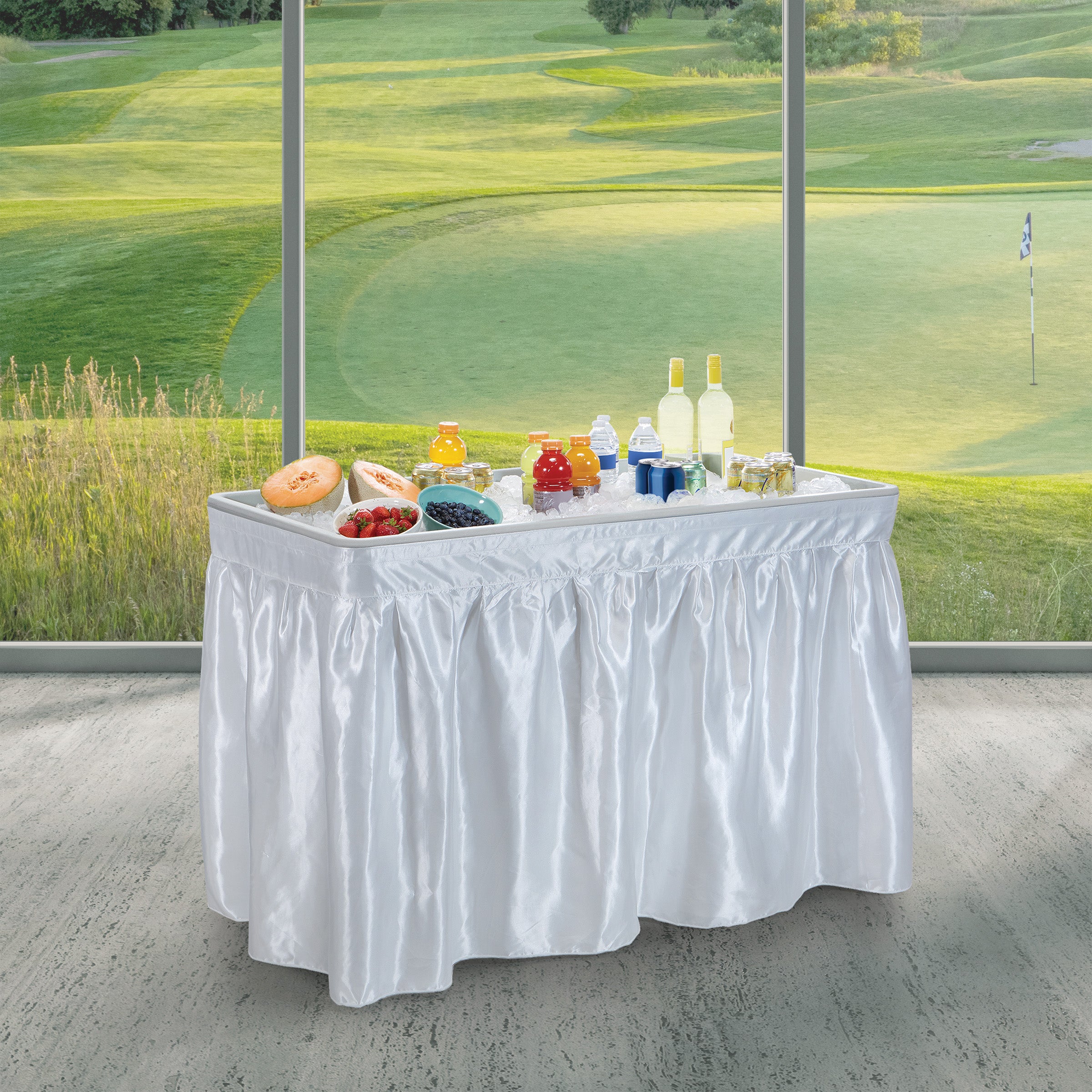 Folding Beverage Ice Cooler Table - Light Grey Speckle