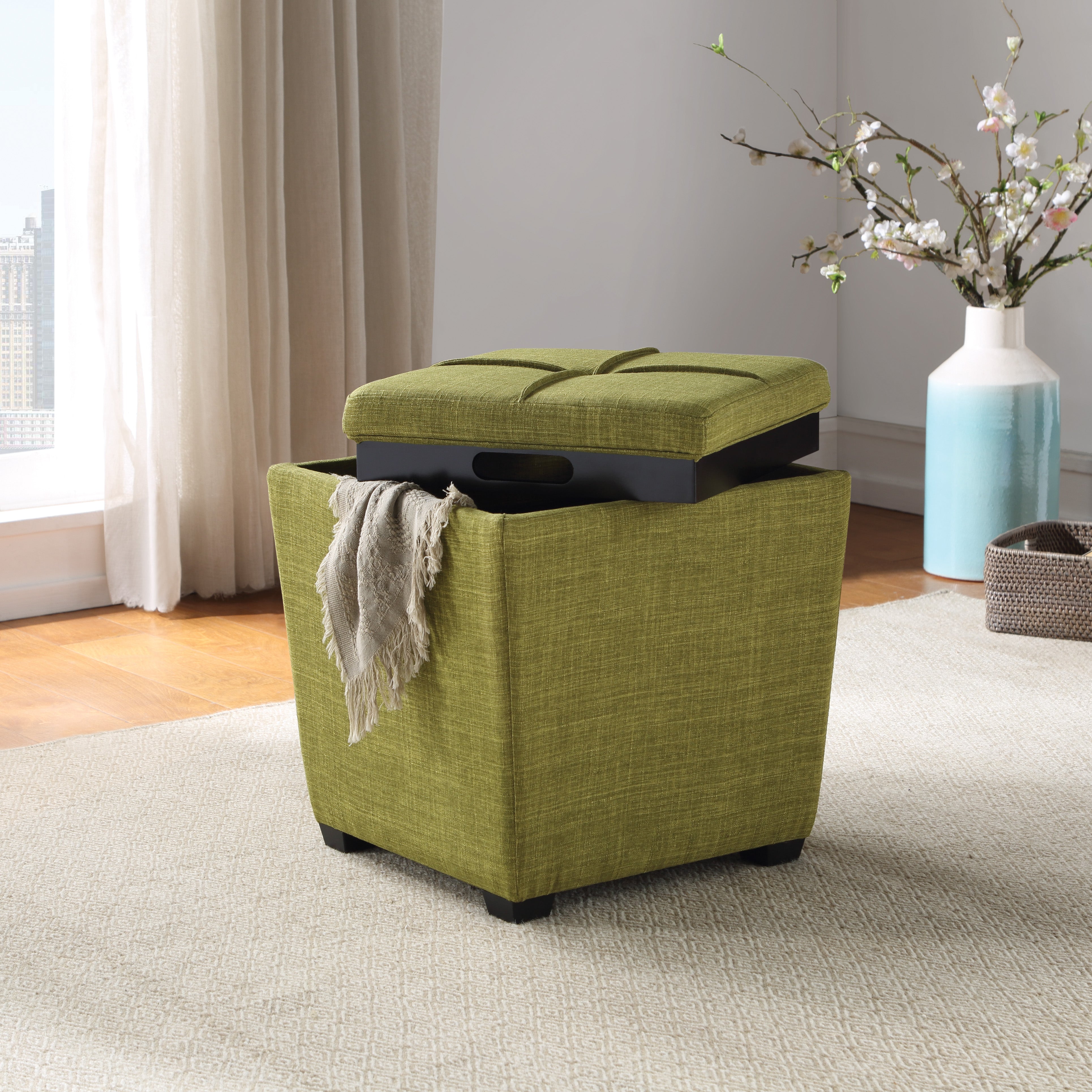 Rockford Storage Ottoman - Green