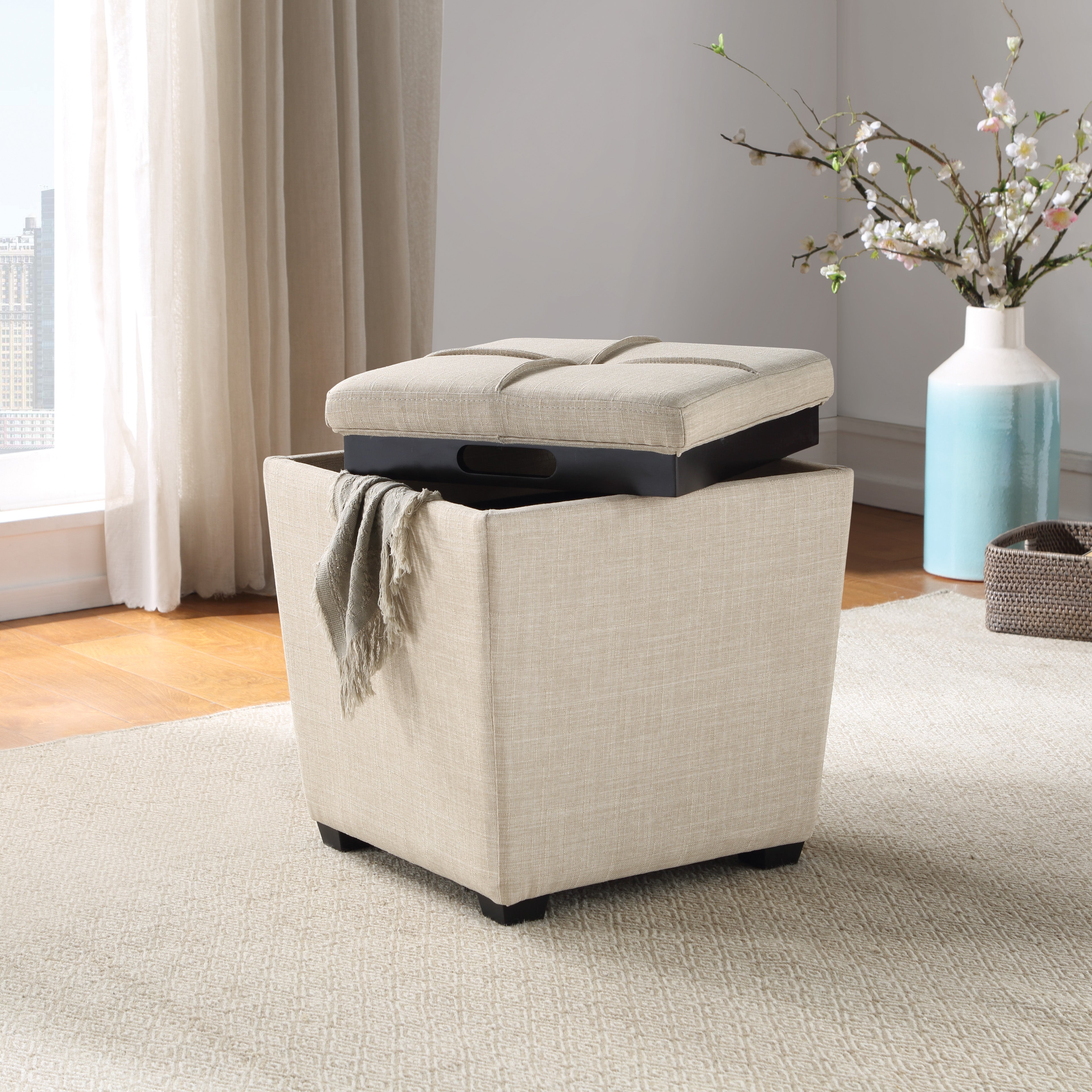 Rockford Storage Ottoman - Cream