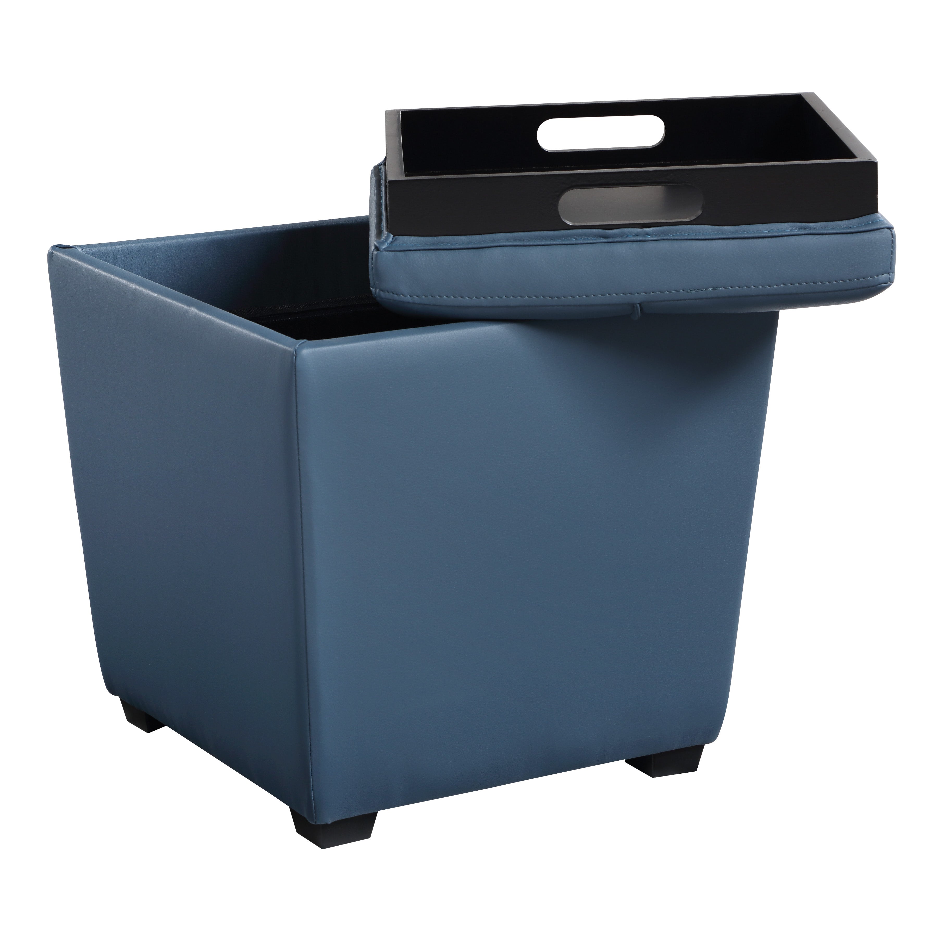 Rockford Storage Ottoman - Slate Blue