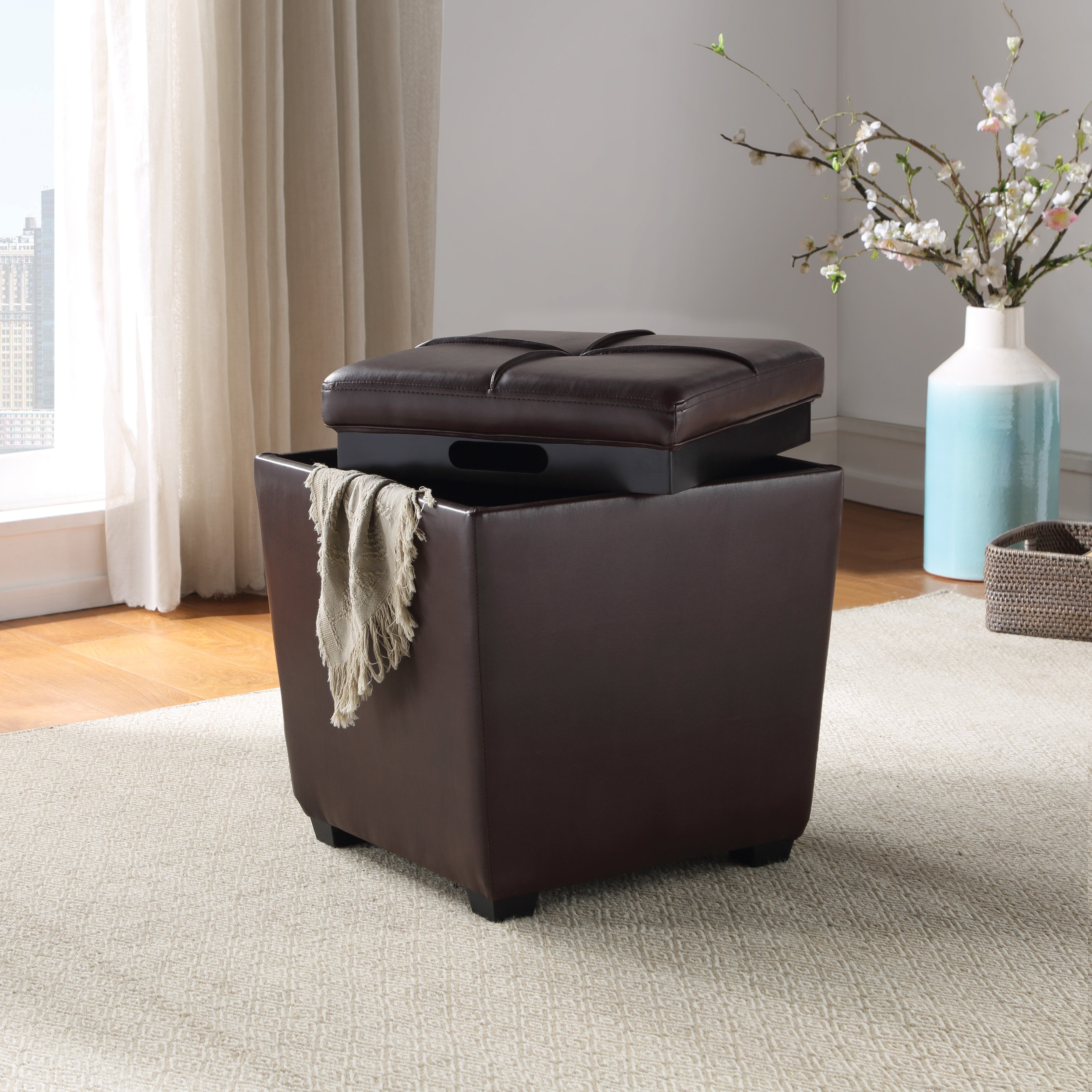 Rockford Storage Ottoman - Cocoa
