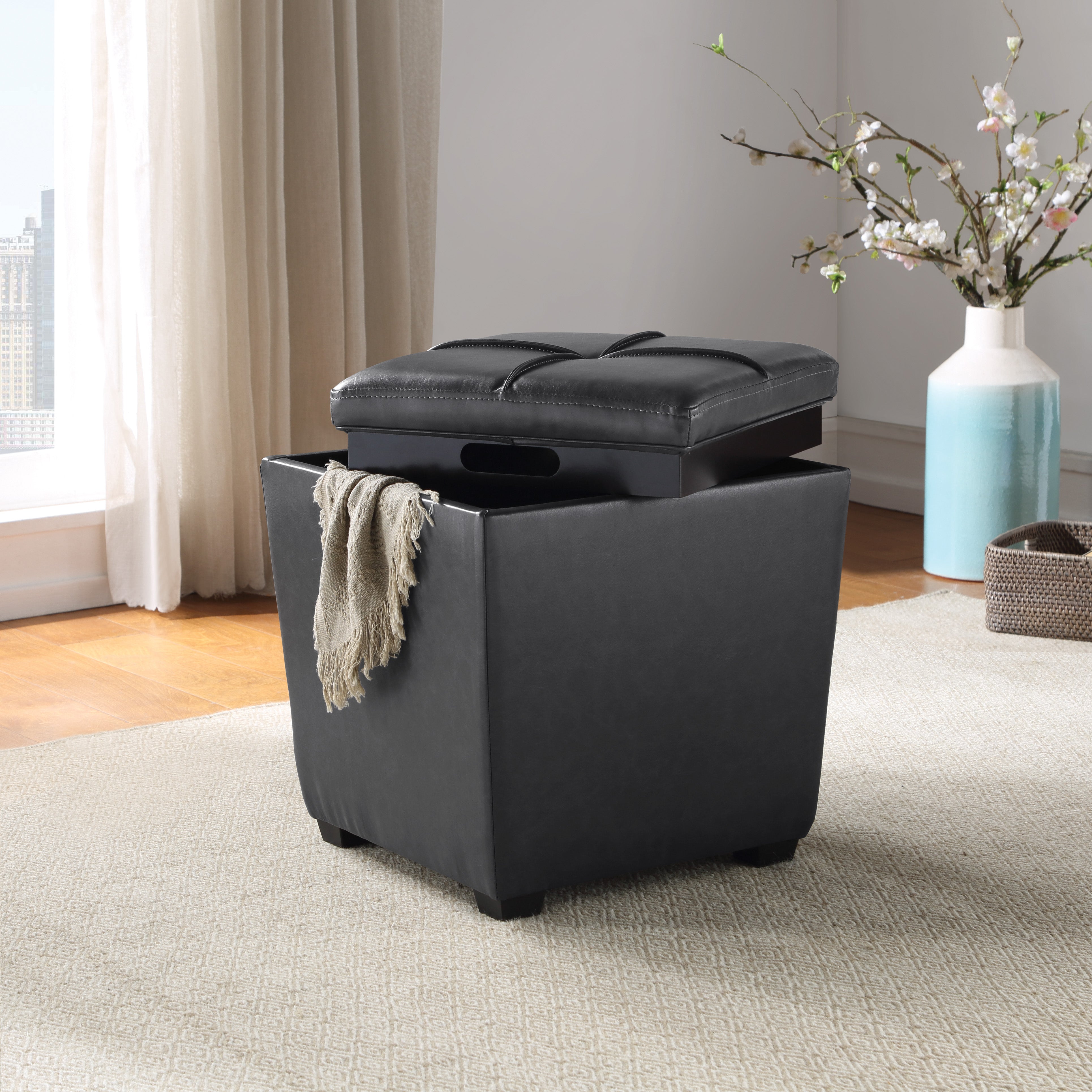 Rockford Storage Ottoman - Pewter
