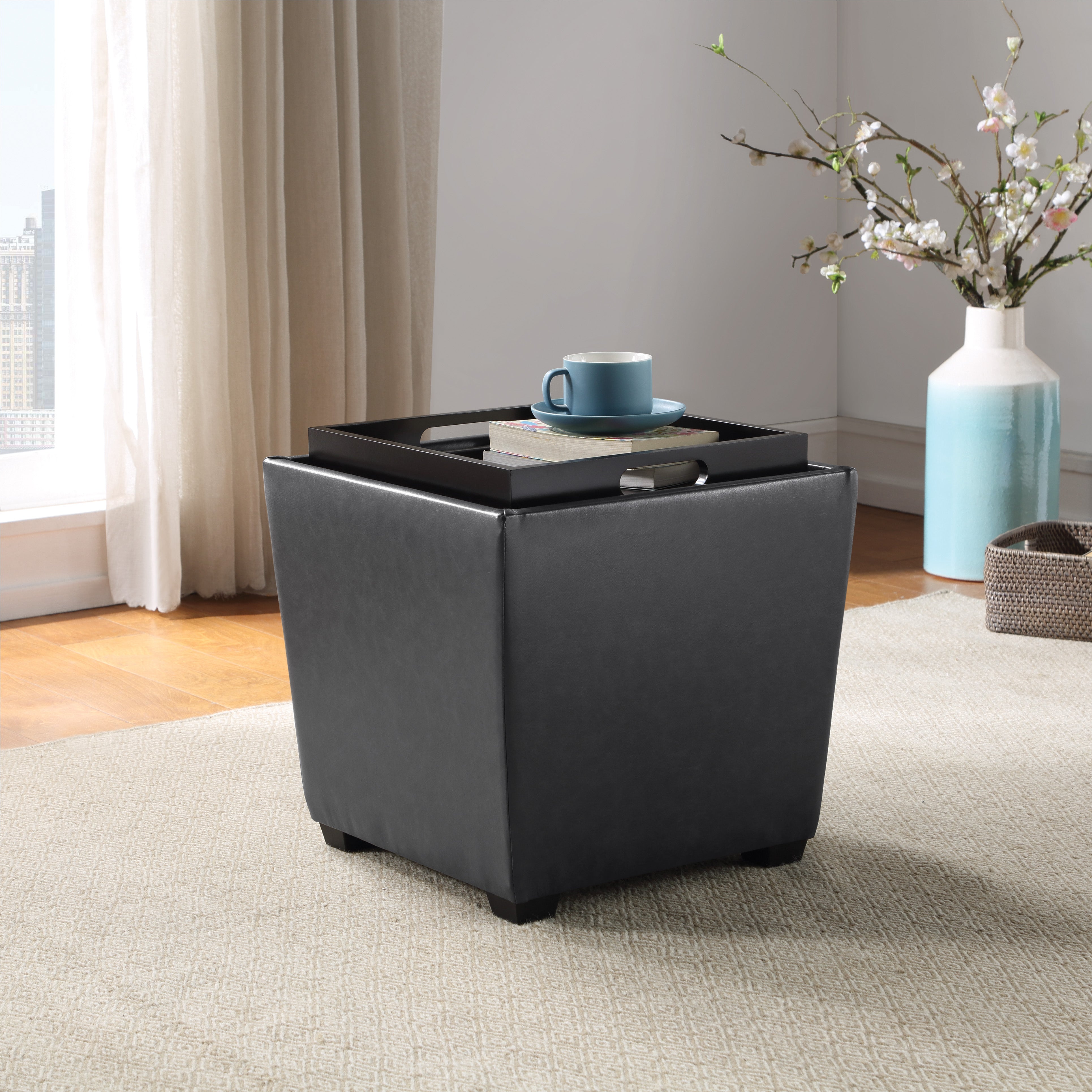 Rockford Storage Ottoman - Pewter