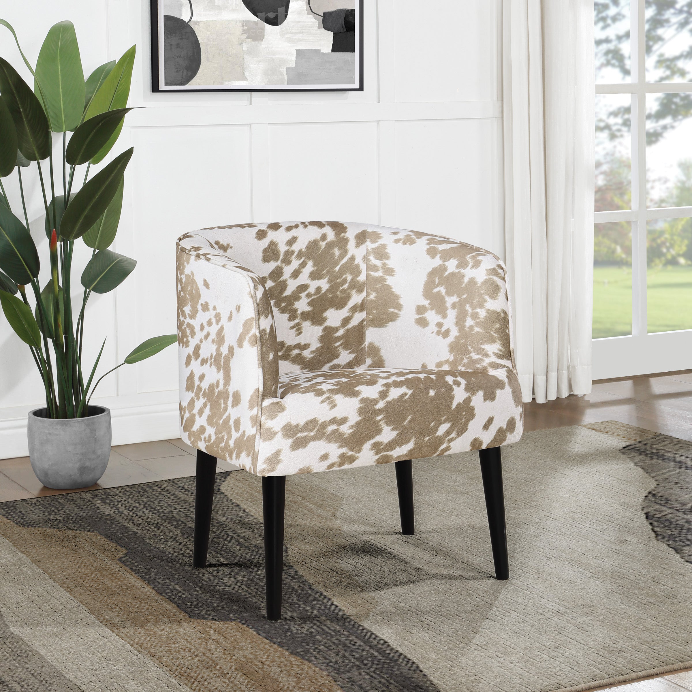 Rachel Accent Chair in Palomino Fabric with Black Legs