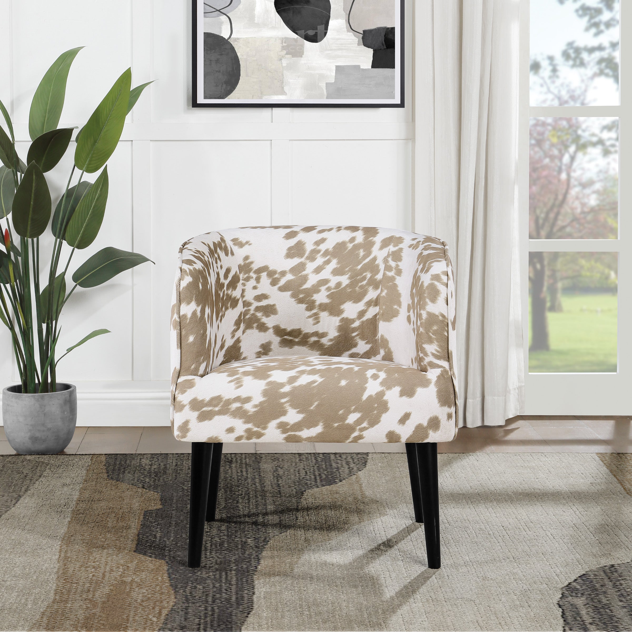 Rachel Accent Chair in Palomino Fabric with Black Legs