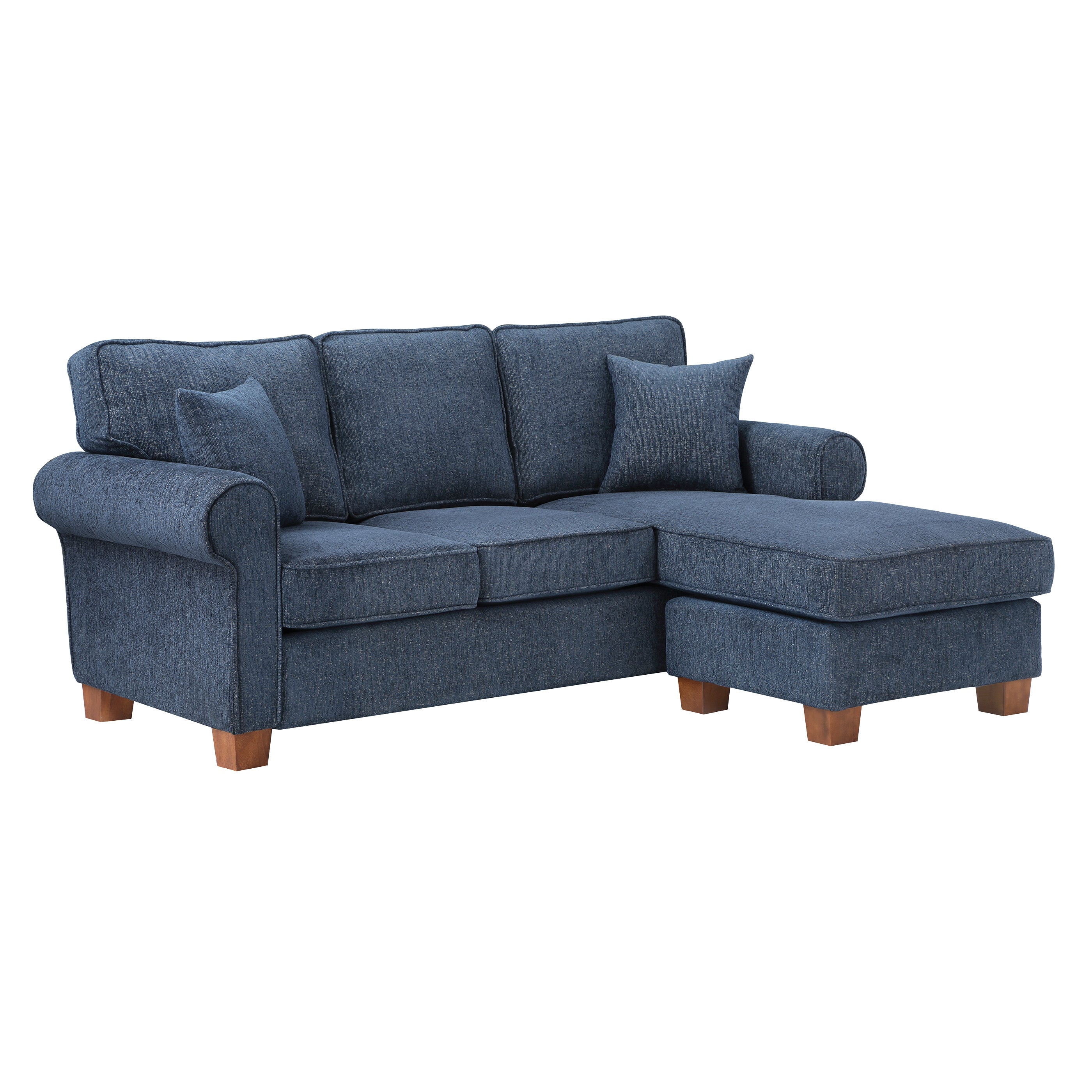 Rylee Rolled Arm Sectional - Navy