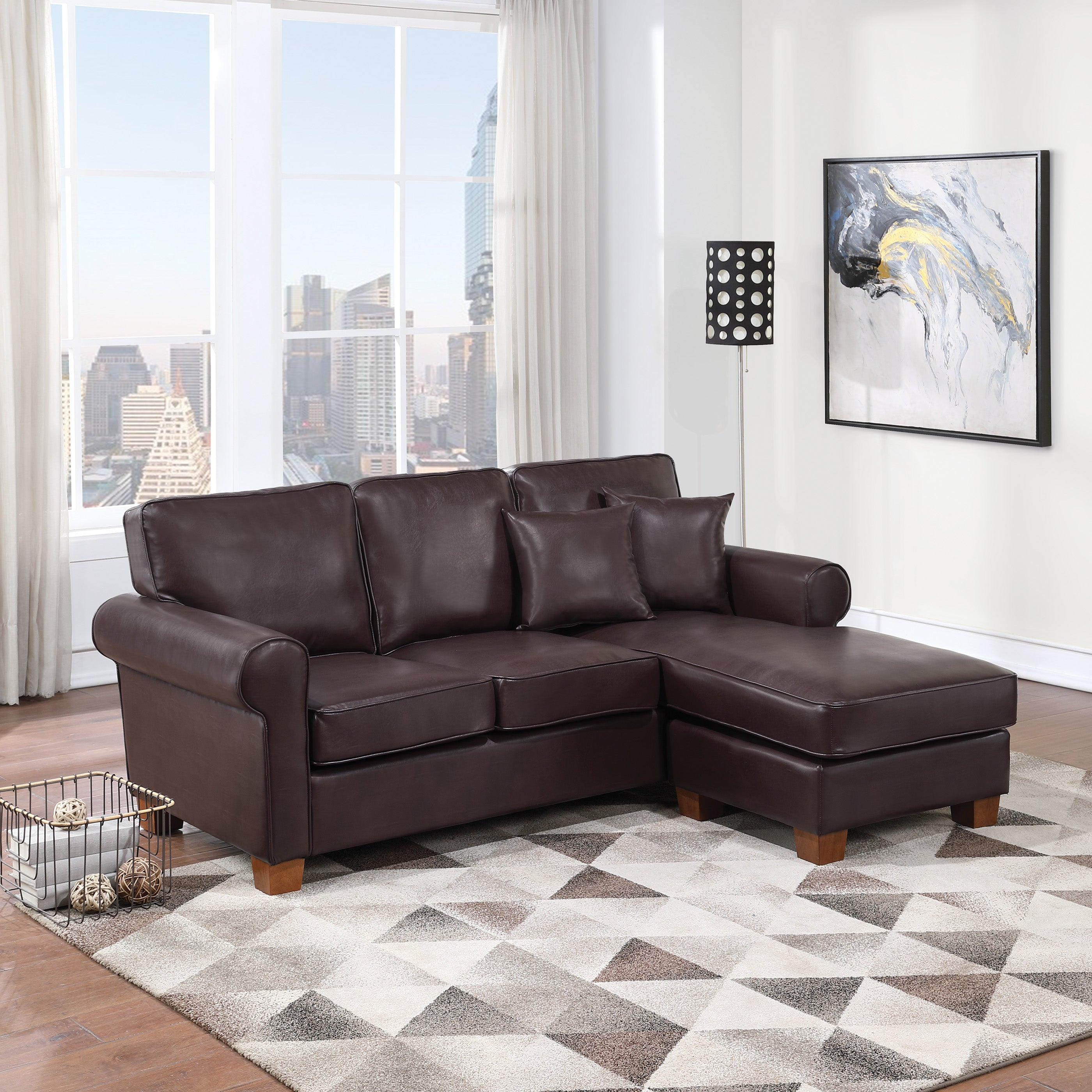 Rylee Rolled Arm Sectional - Cocoa