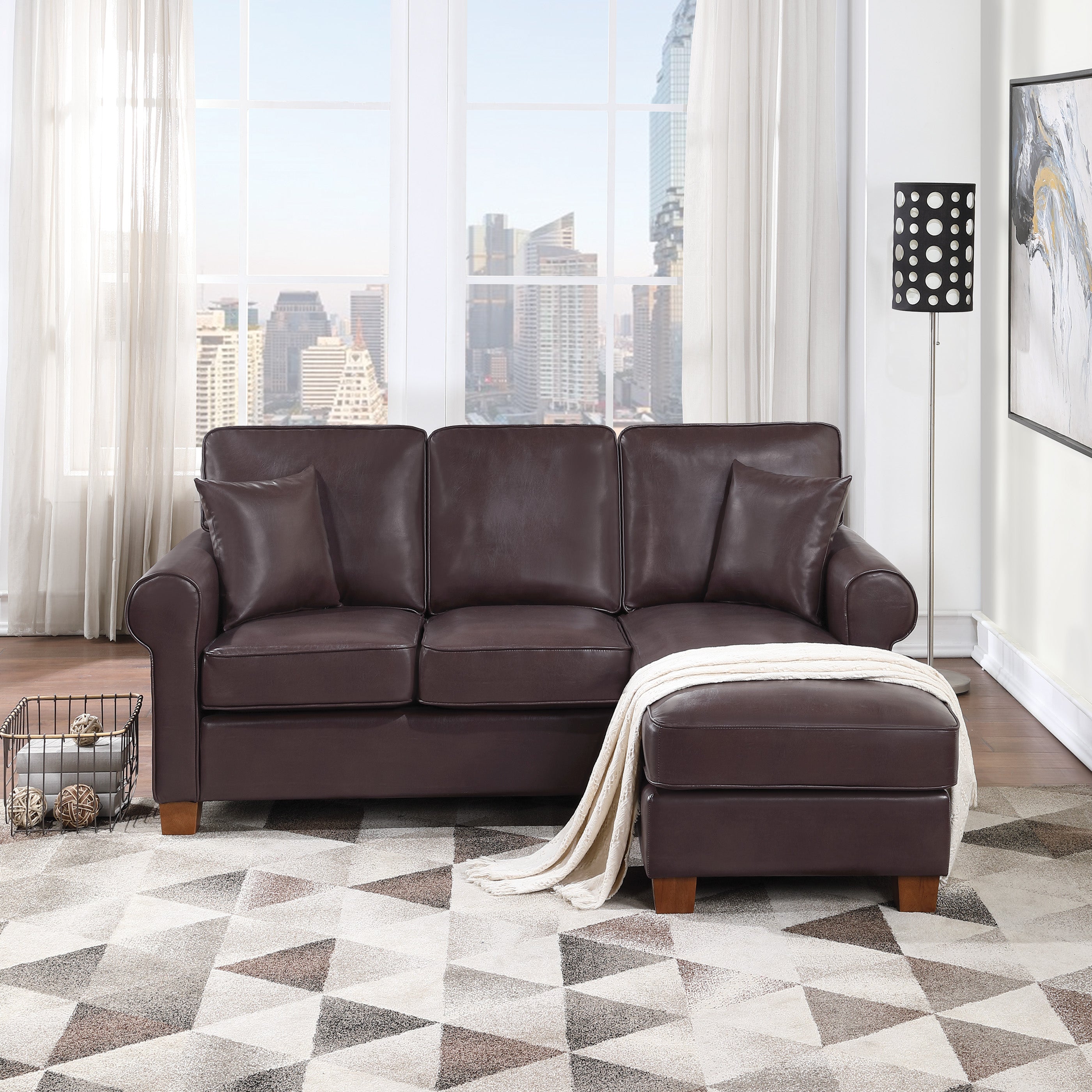Rylee Rolled Arm Sectional - Cocoa