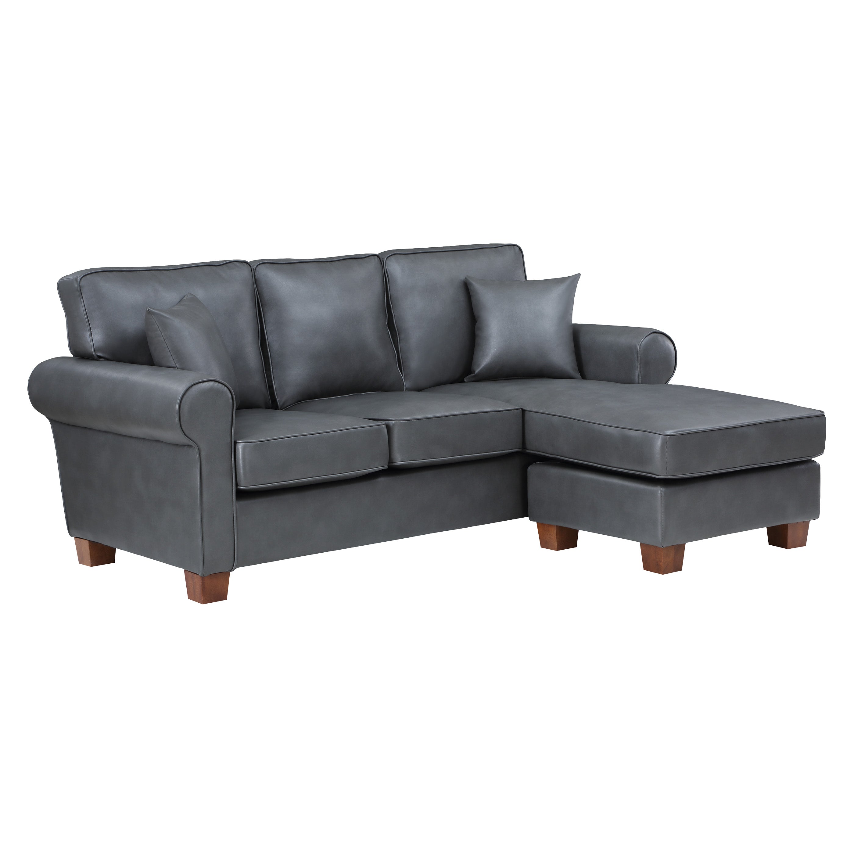 Rylee Rolled Arm Sectional - Pewter