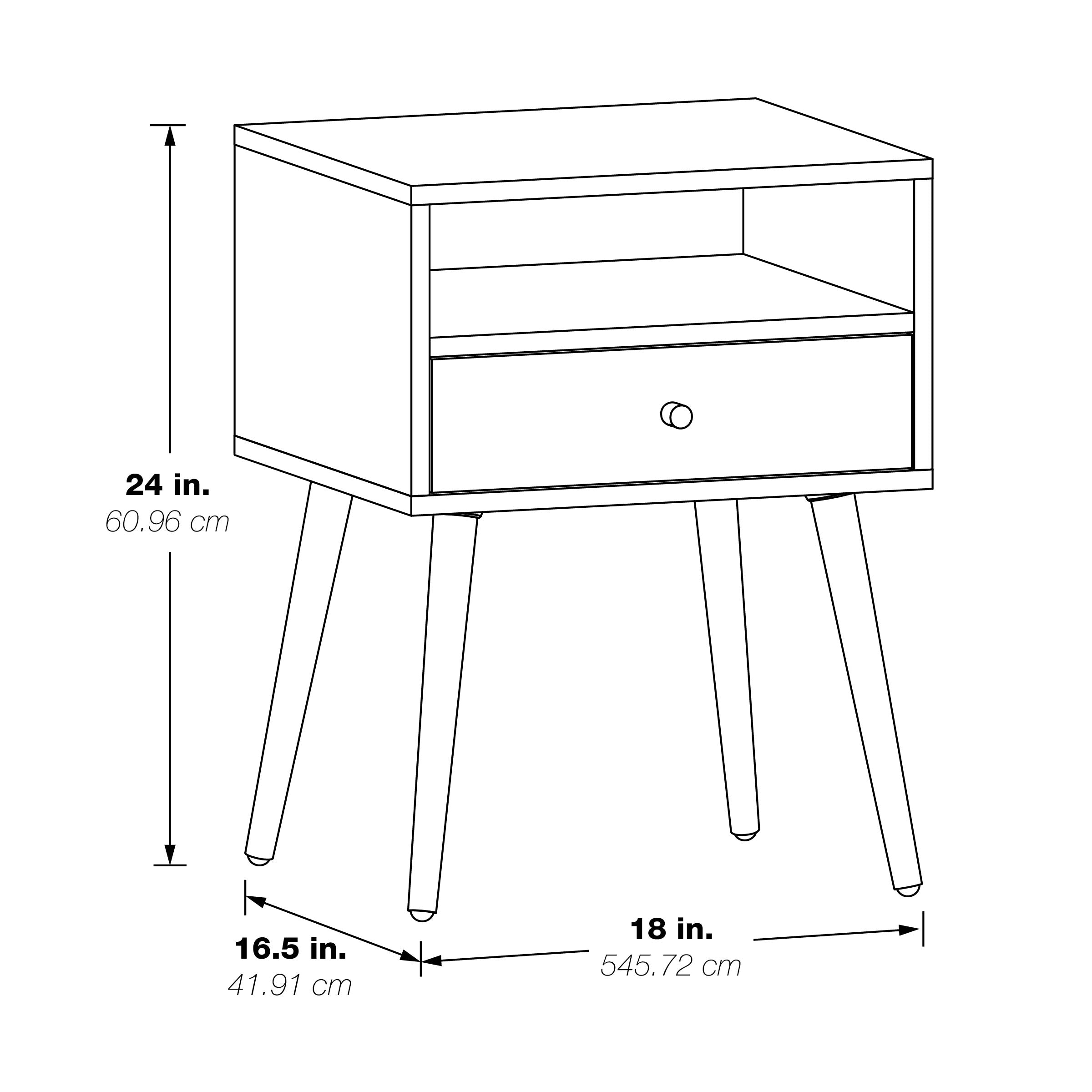 Rena 1-Drawer Side Table with Shelf - Ash